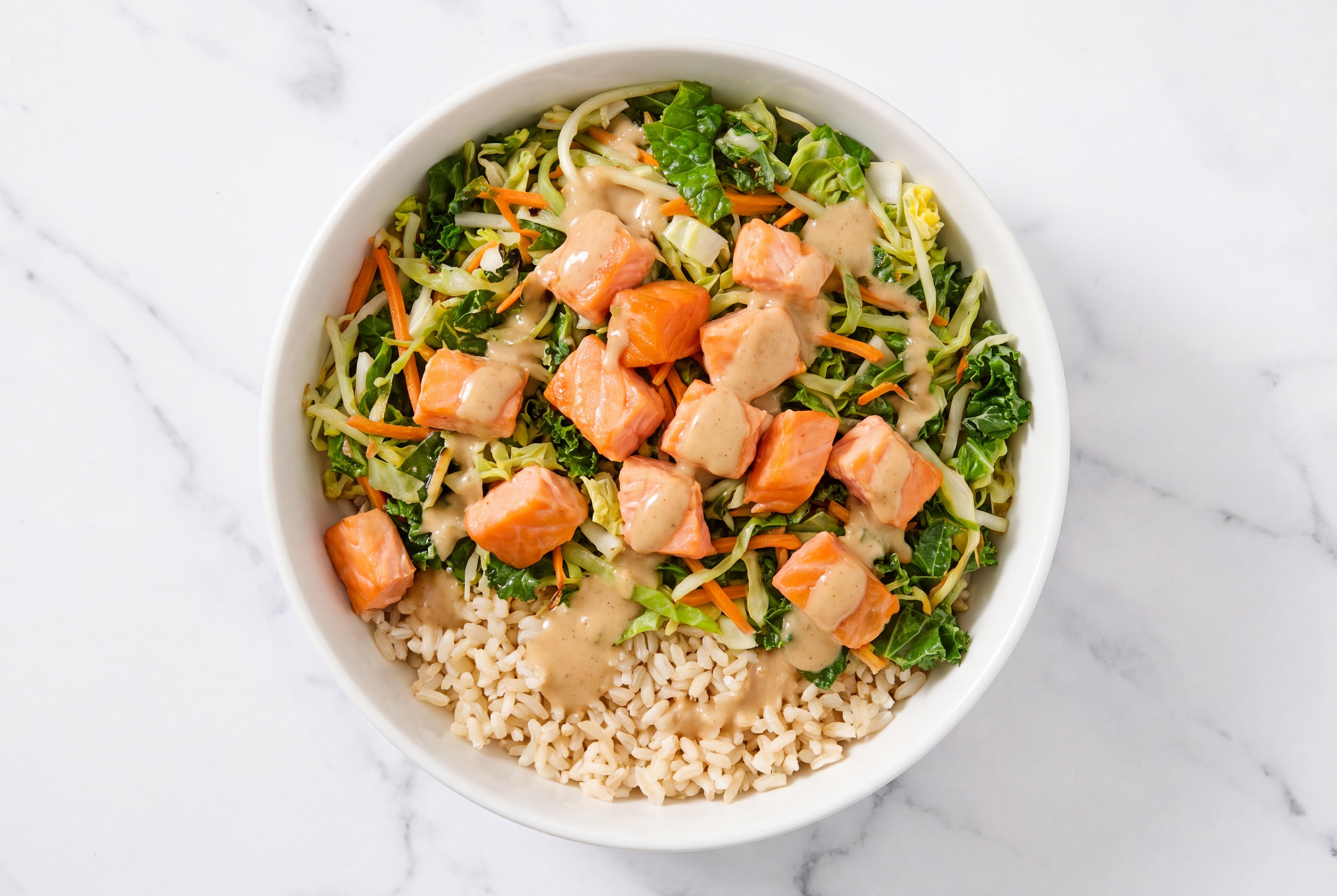 Super Gingery Ponzu Poké Salmon Protein Bowl with Brown Rice
