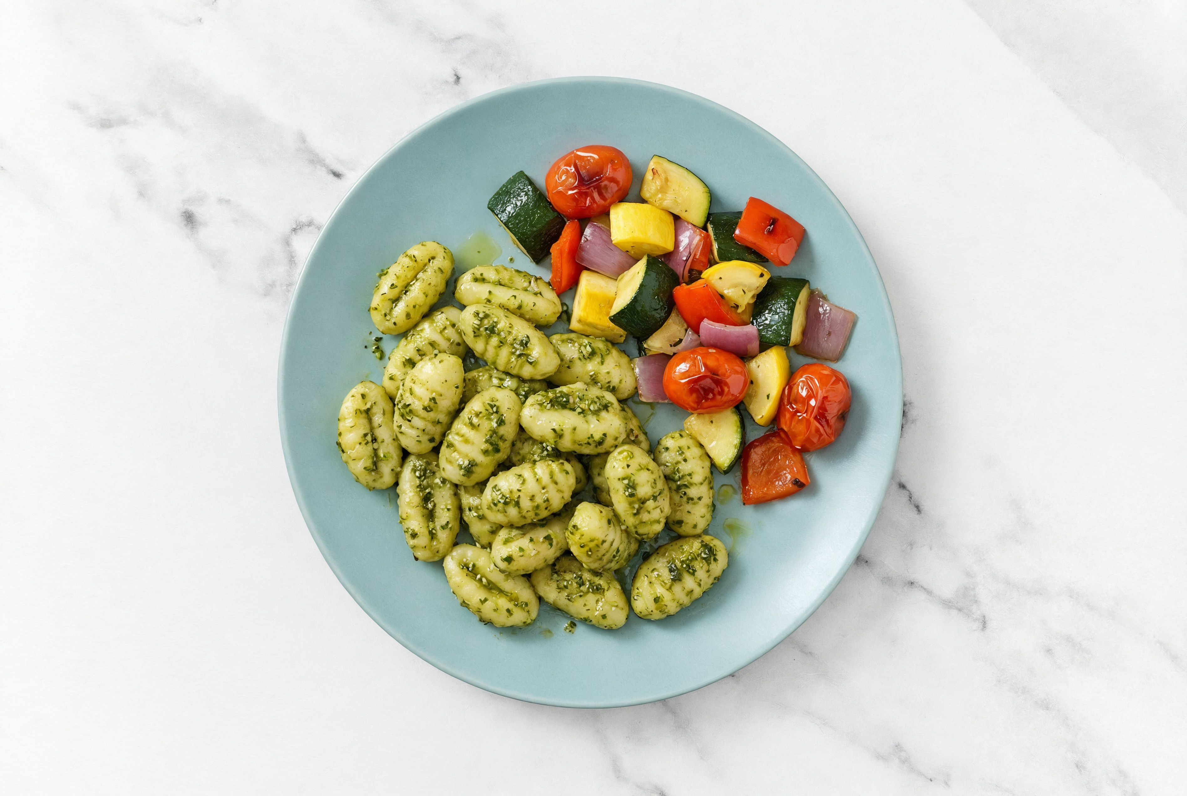 Basil Pesto Gnocchi + Summer Veggies