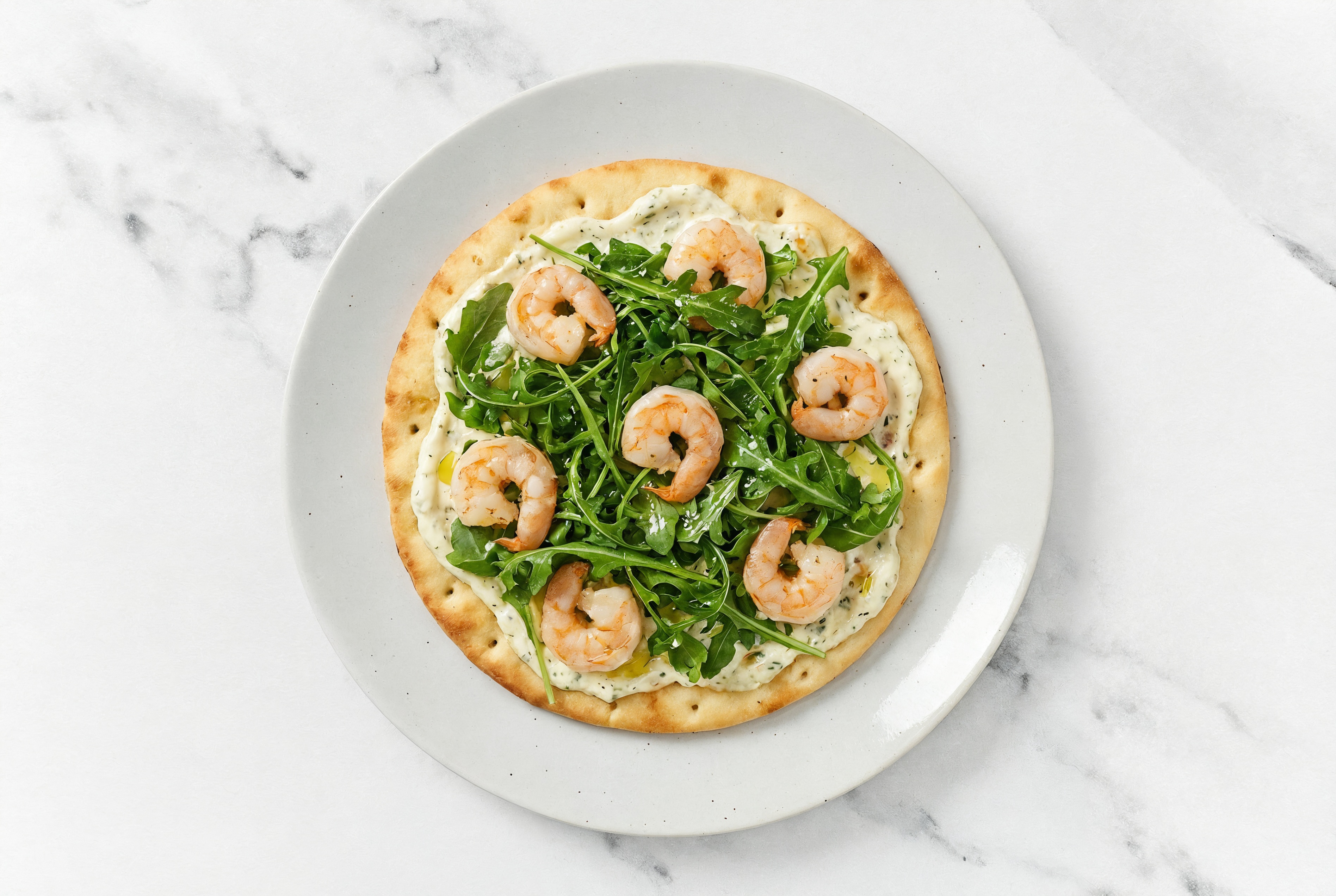 Dill Shrimp + Arugula Flatbread