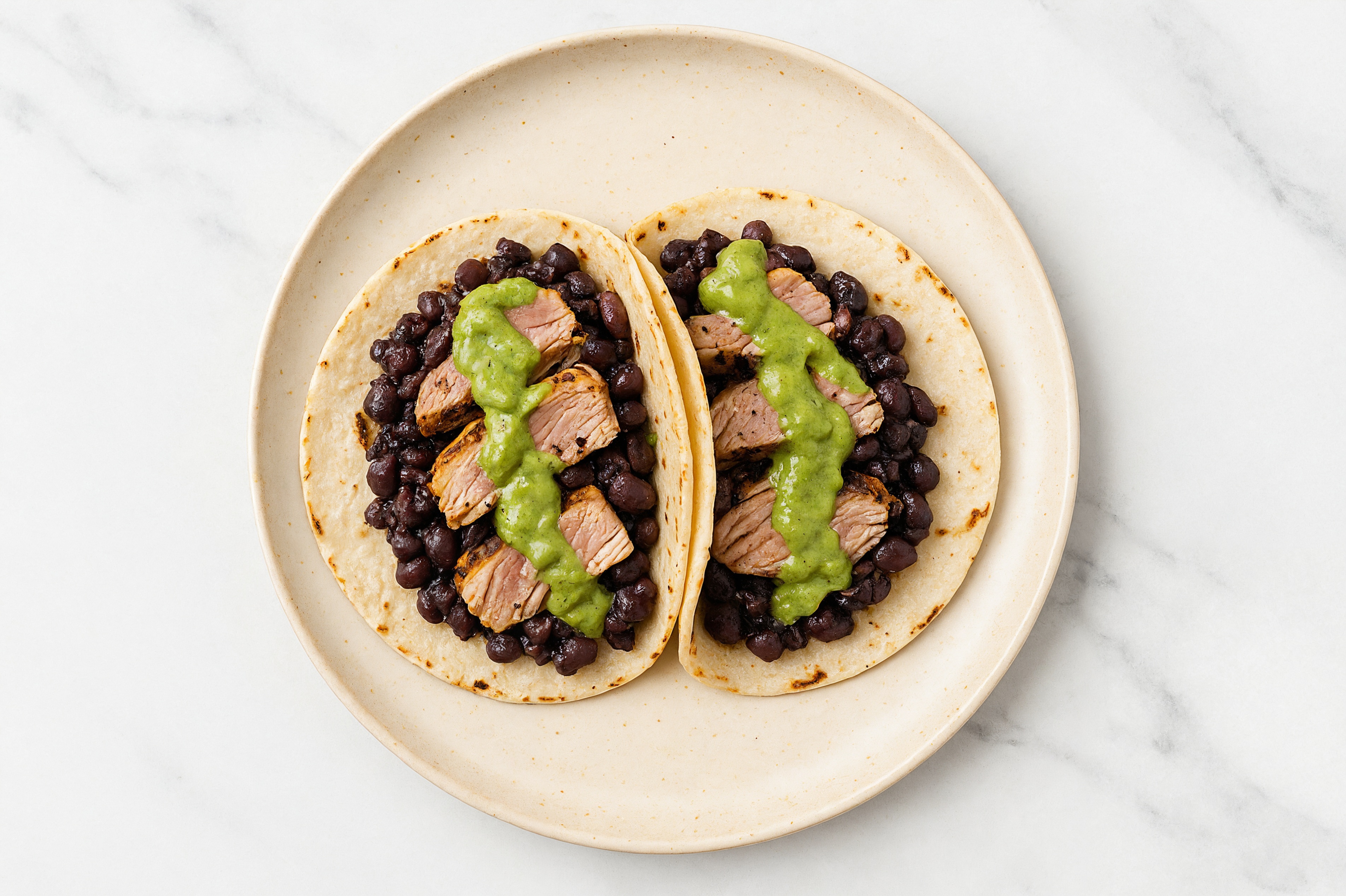 Hearty Cuban Spiced Black Beans Bean Tacos with Seared Tuna & Avocado