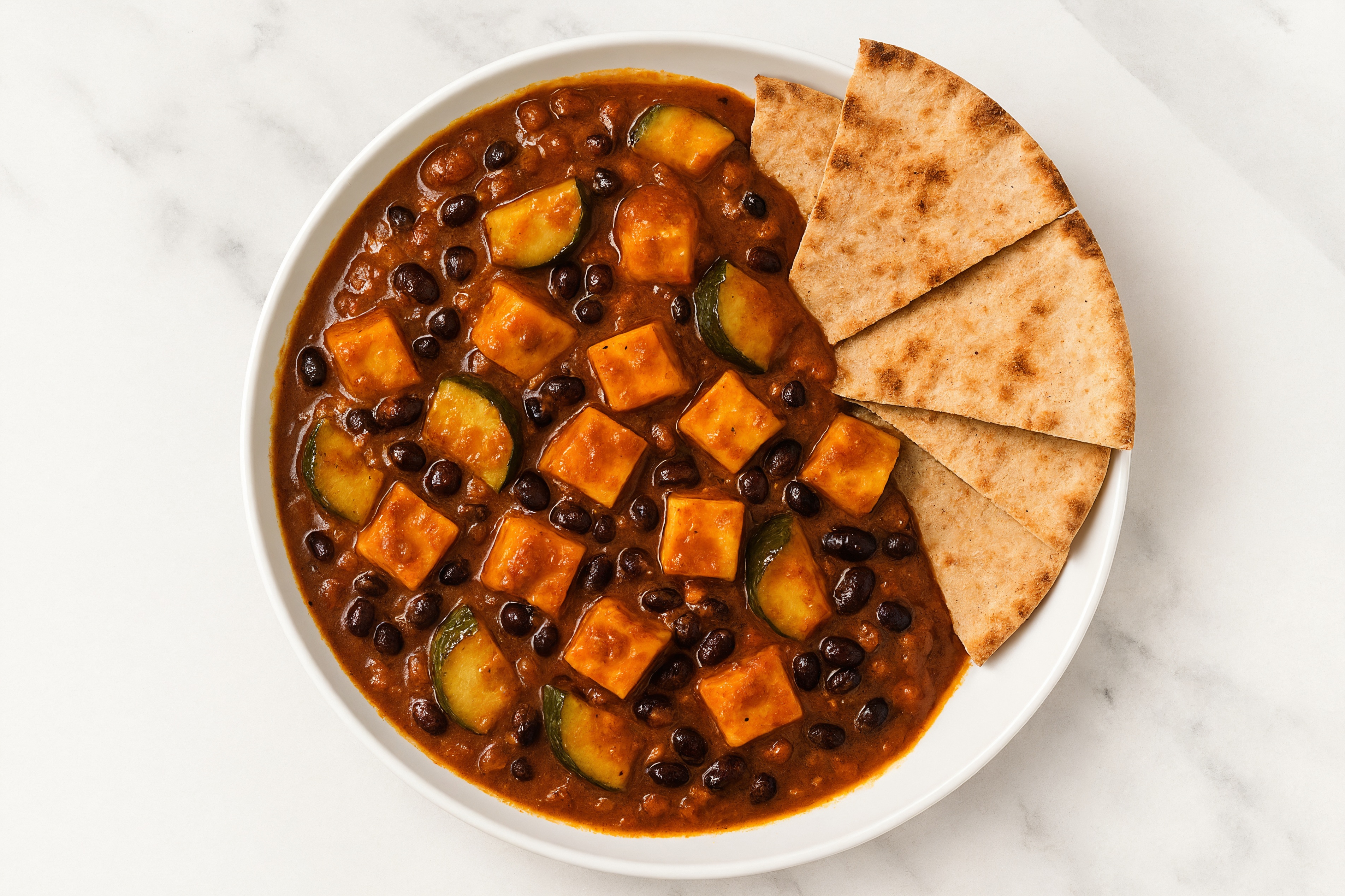  Chile Black Bean Paneer Vindaloo + Pita Wedges