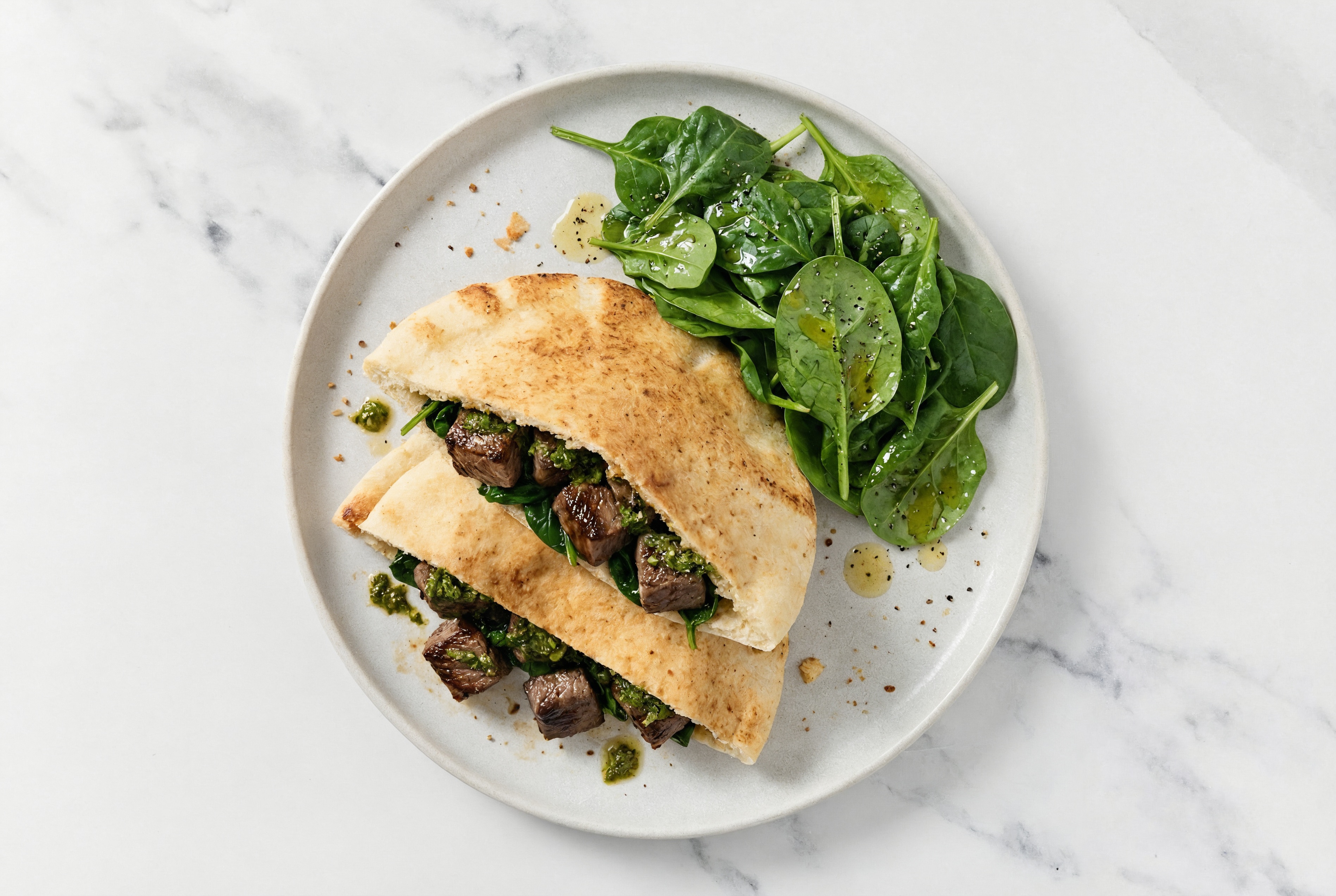 Chimichurri Steak Traditional Pita Sandwiches