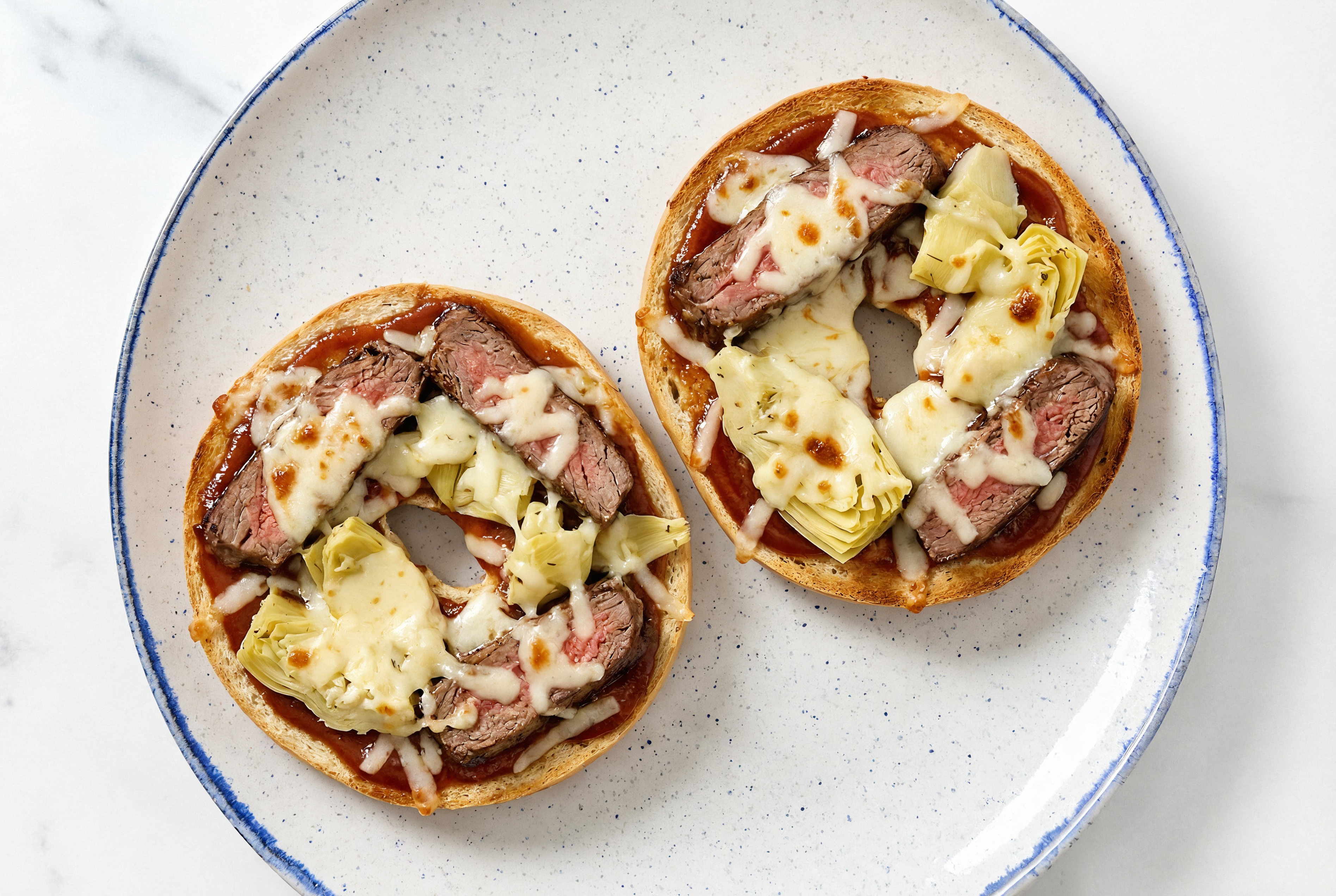 BBQ Sirloin + Artichoke Pizza Gluten-Free Plain Bagels