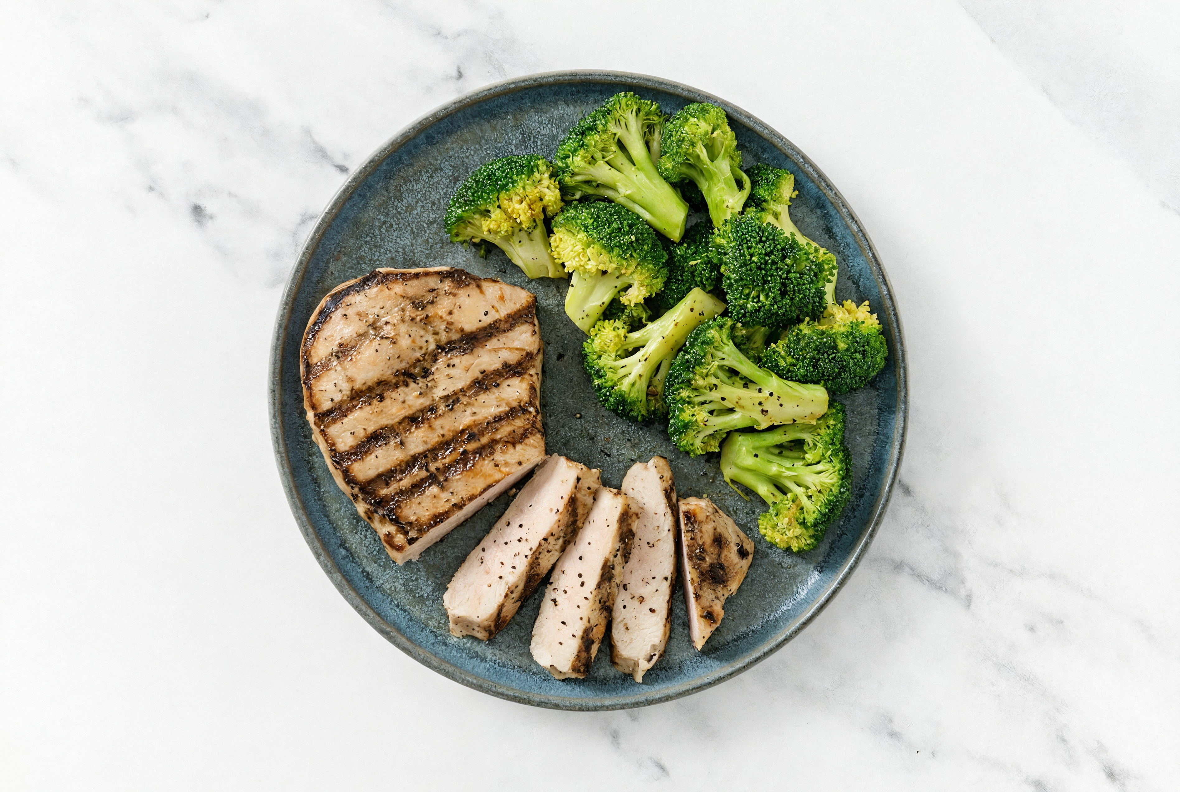Grilled Pork Chop + Steamed Organic Broccoli