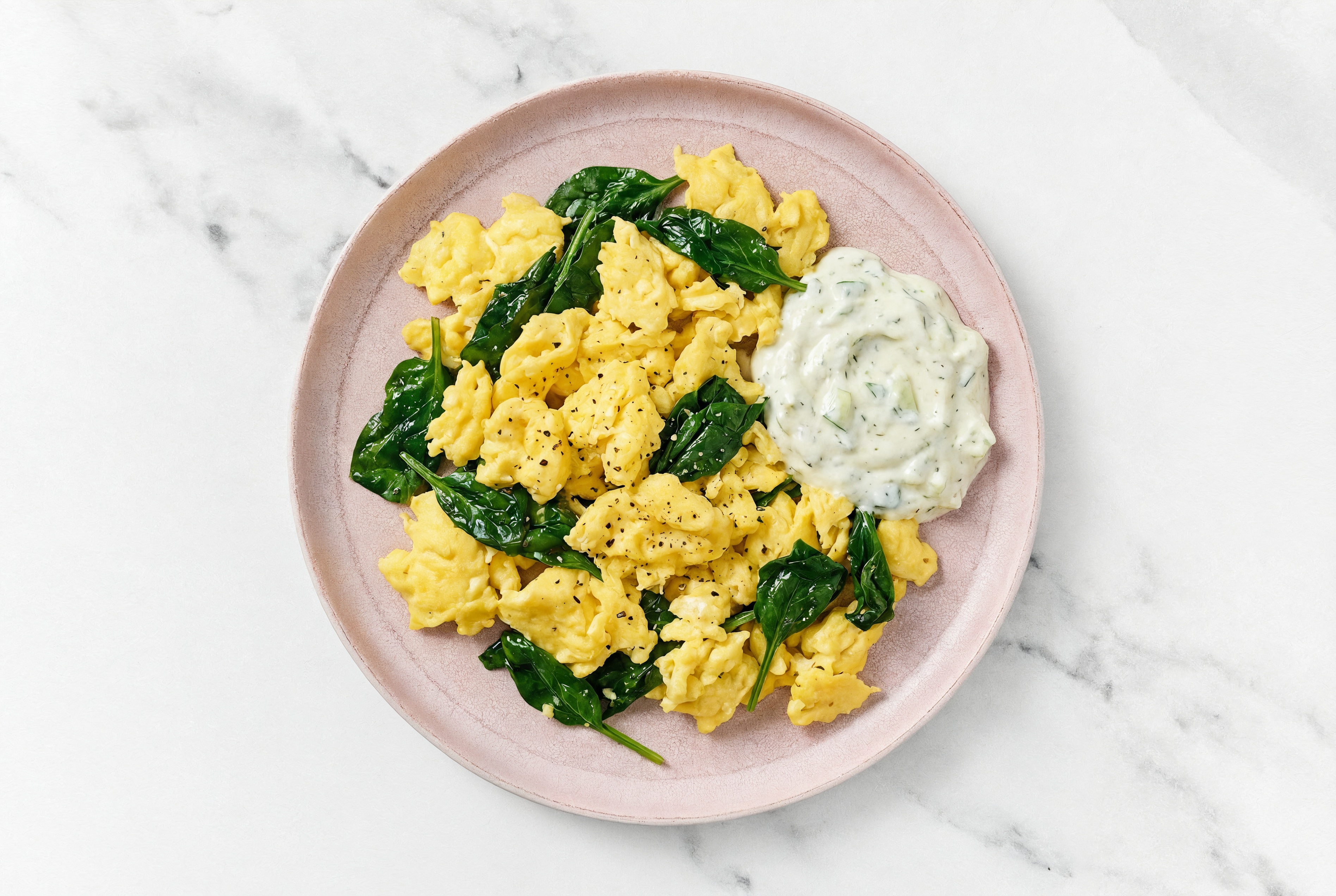 Spinach Scramble + Tzatziki