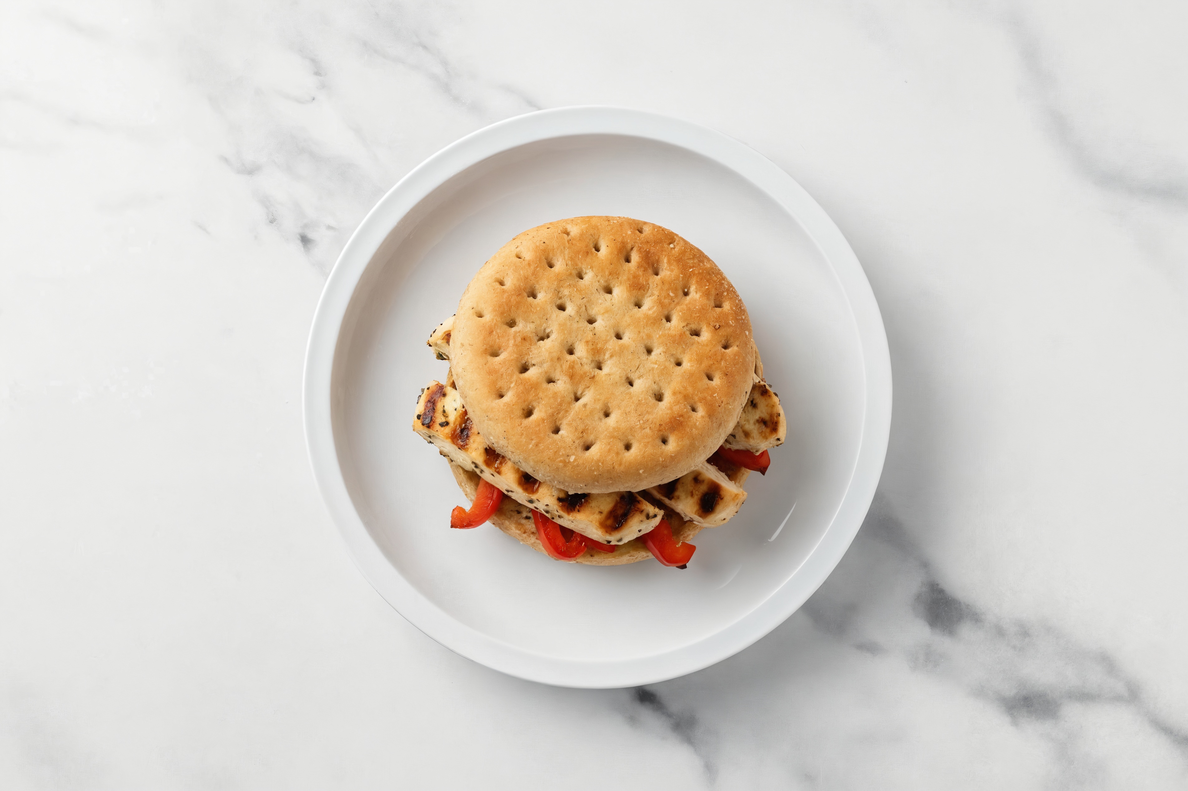 Garlic and Herb Mediterranean Grilled Chicken Breast + Peppers Sandwich
