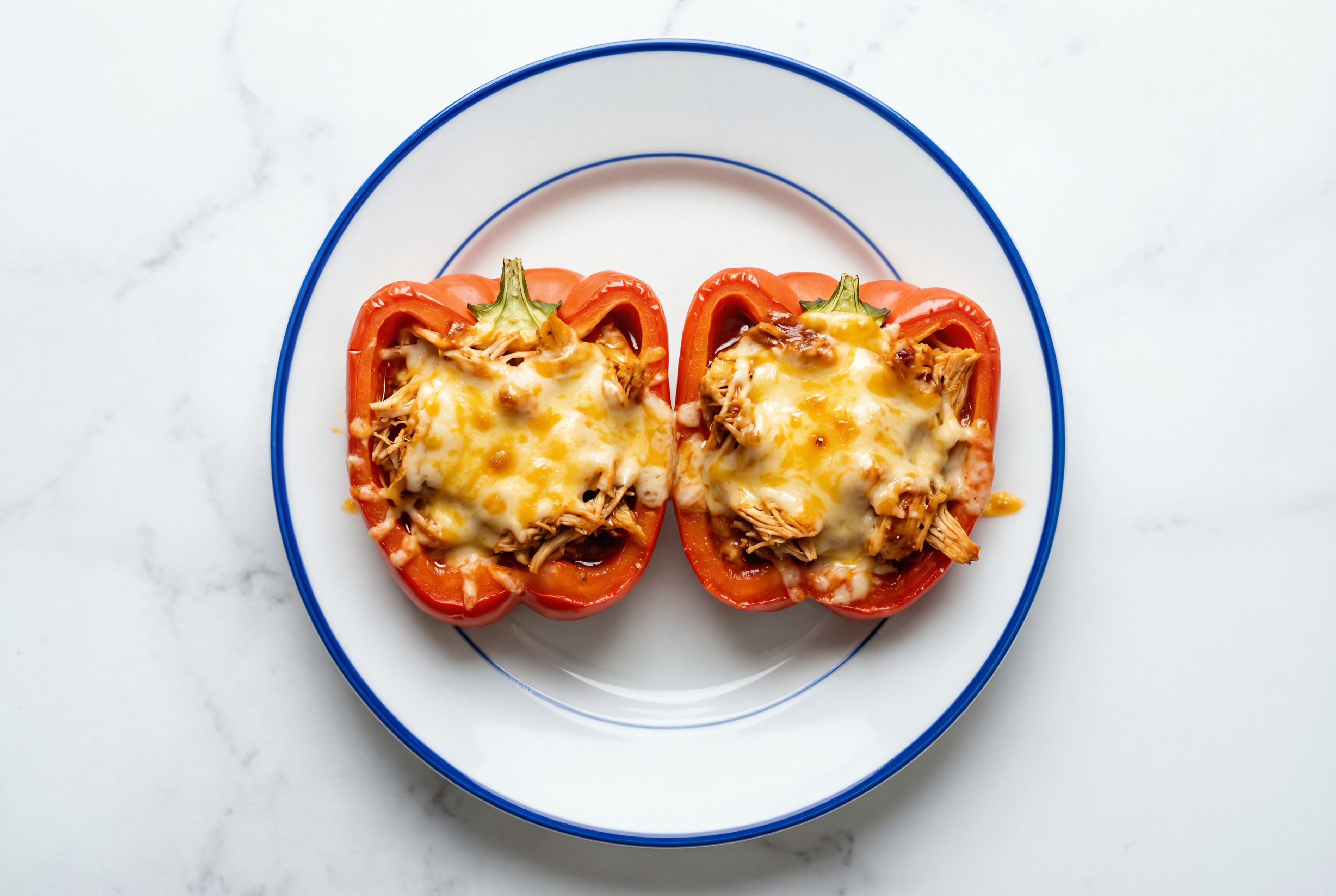 Cheesy BBQ Chicken Stuffed Peppers with Original BBQ Sauce