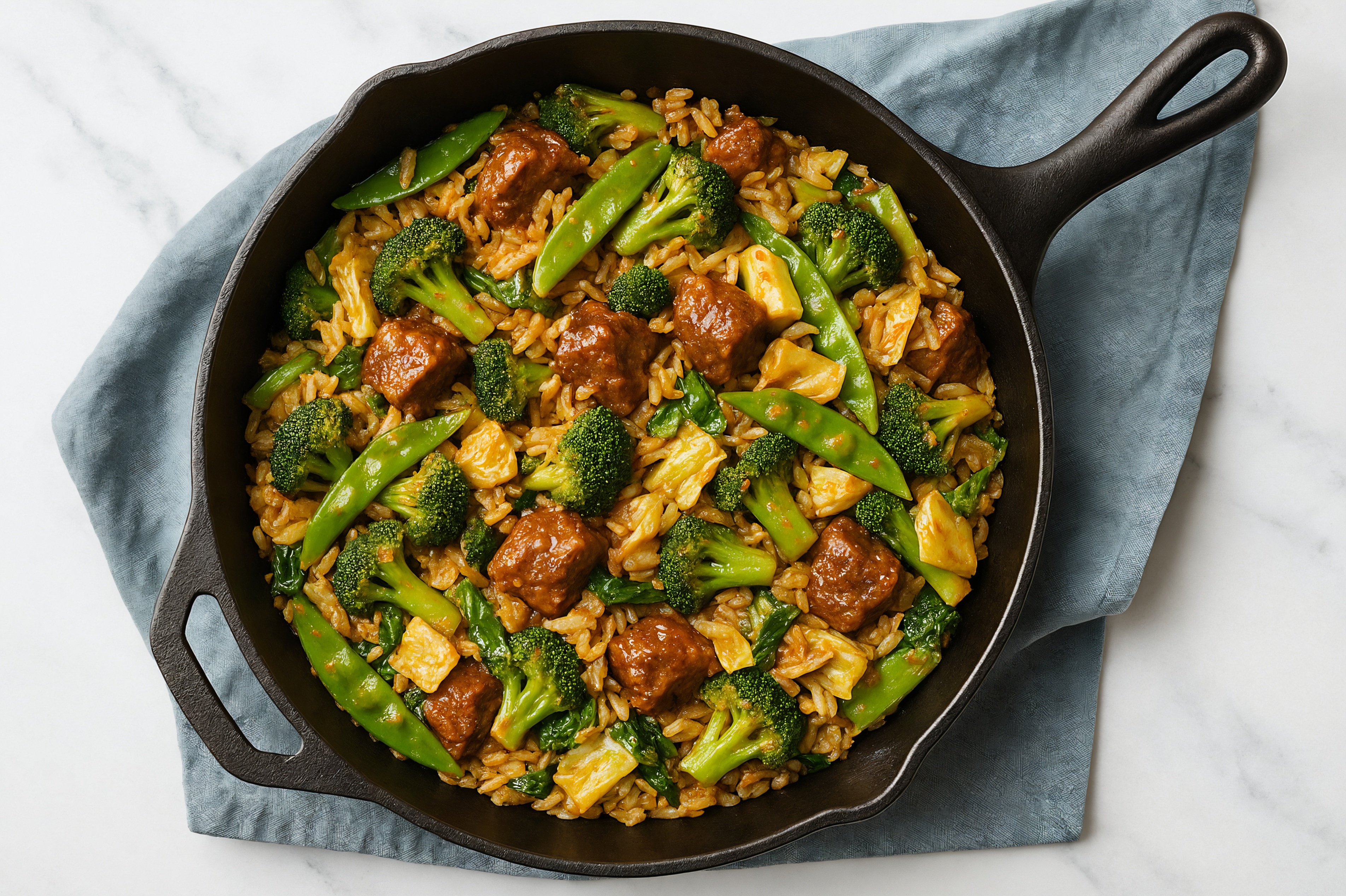 Sesame Ginger Bok Choy + Lamb Stir-Fry with Long Grain White Rice