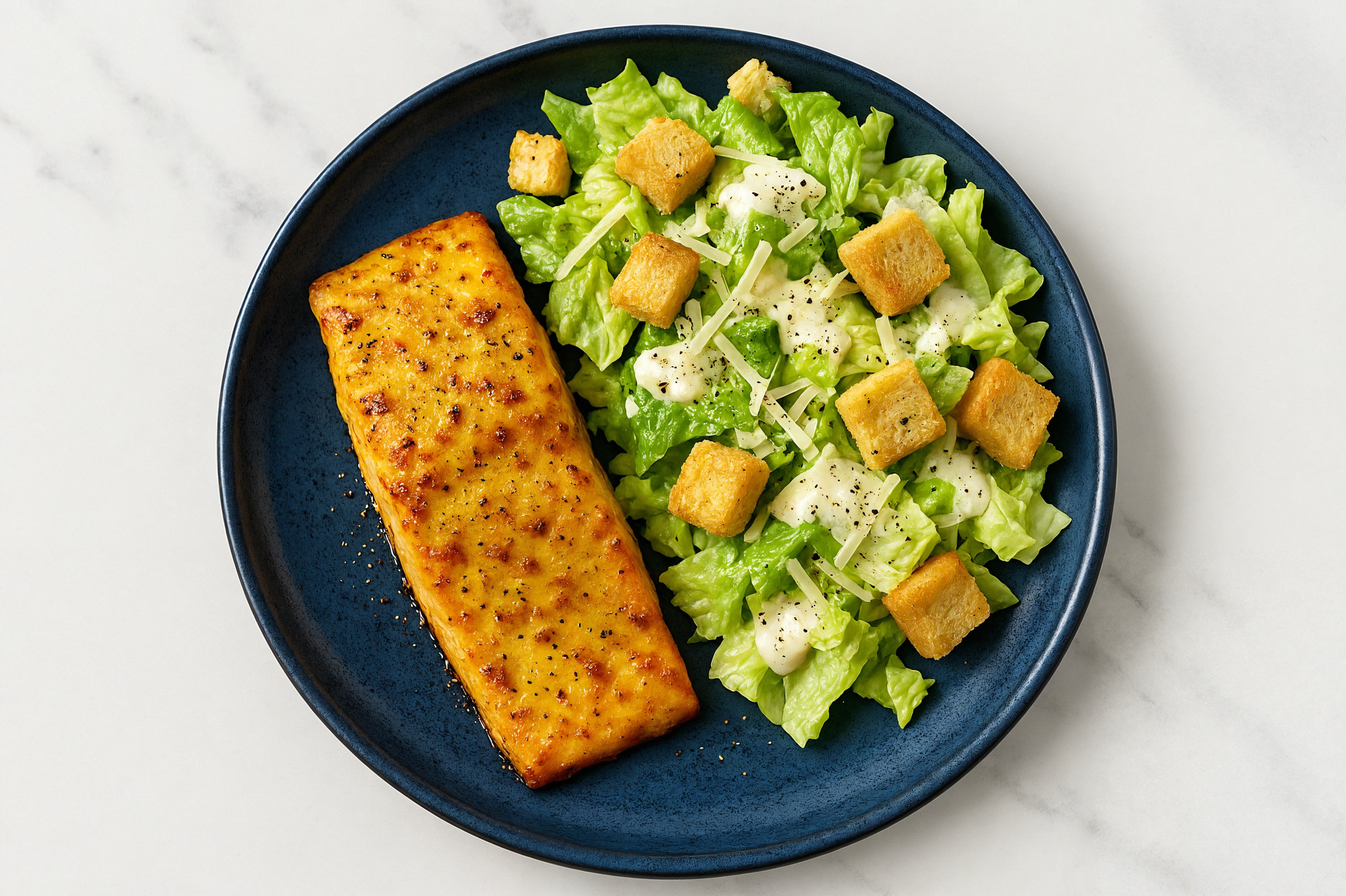 Curry Aioli Salmon + Caesar Salad