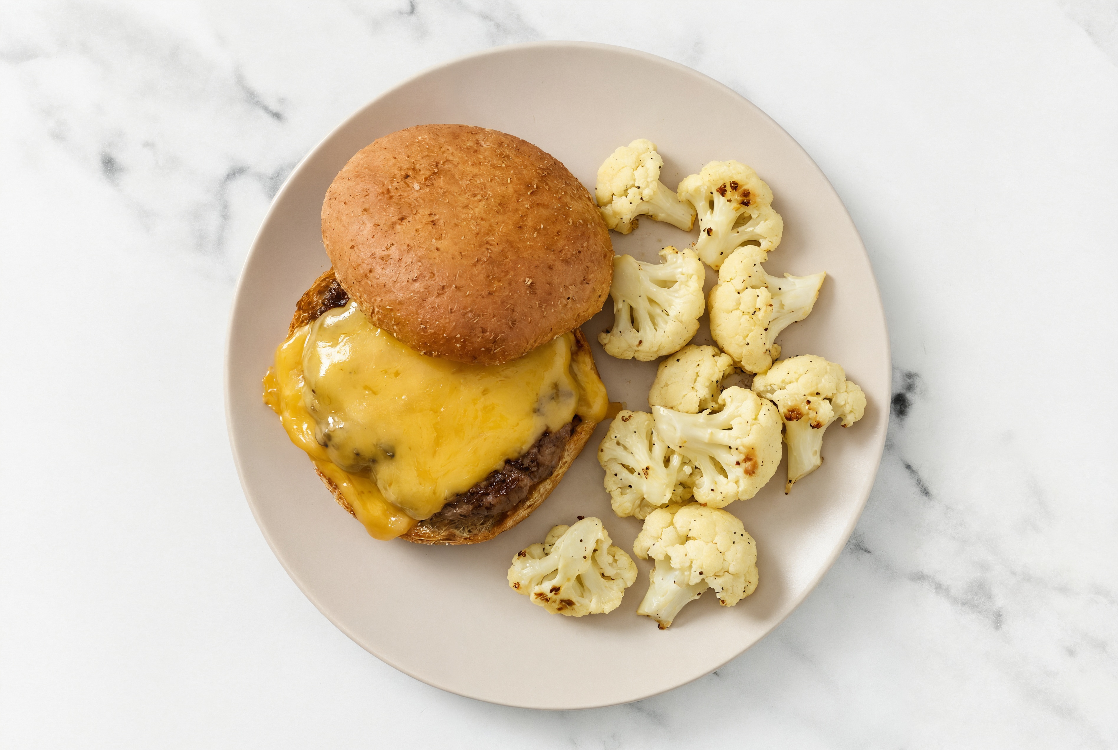 Bison Sharp Cheddar Bar Cheeseburger + Cauliflower Florets