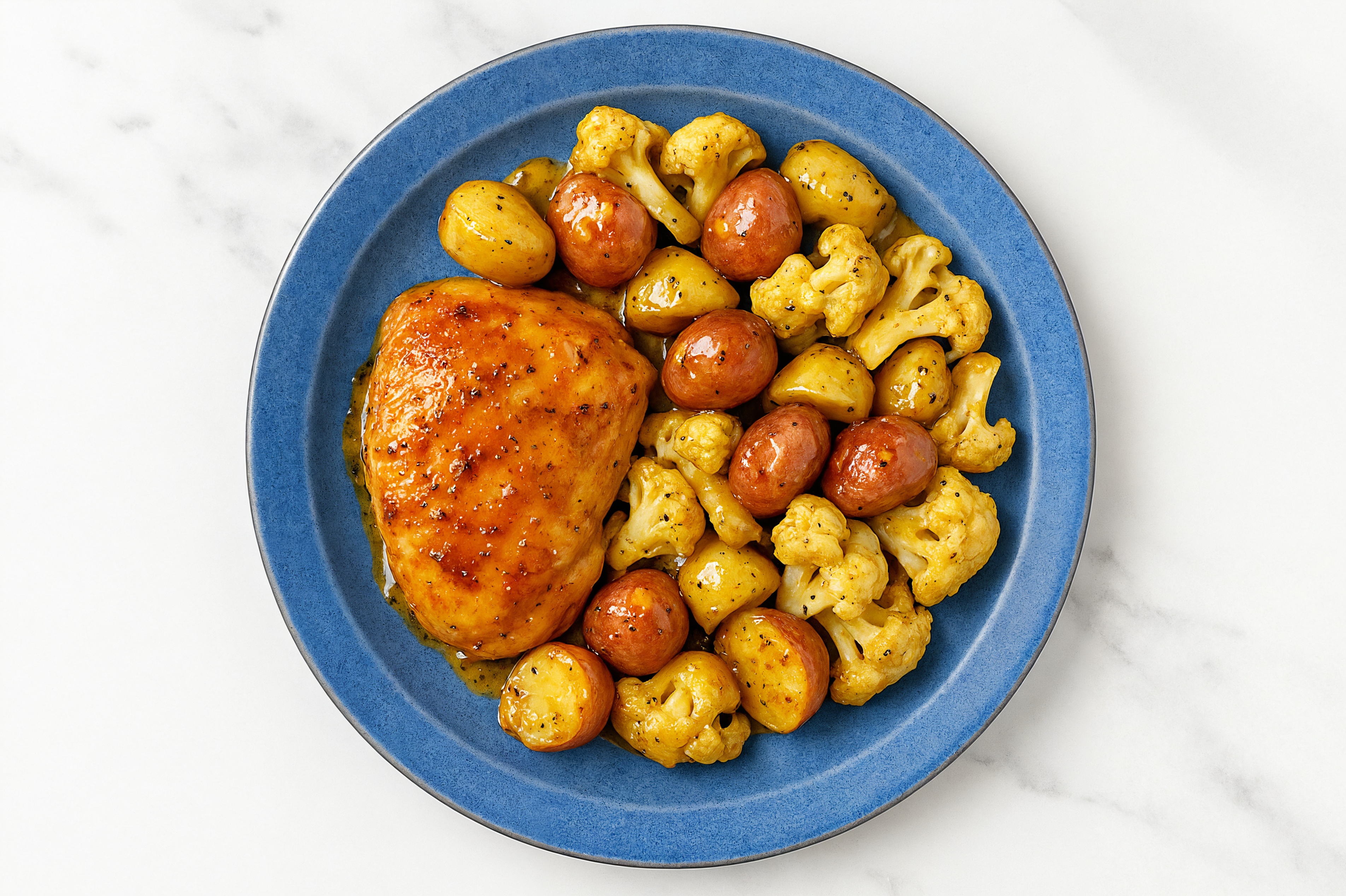 Sheet Pan Honey Mustard-Chicken with Potatoes & Cauliflower