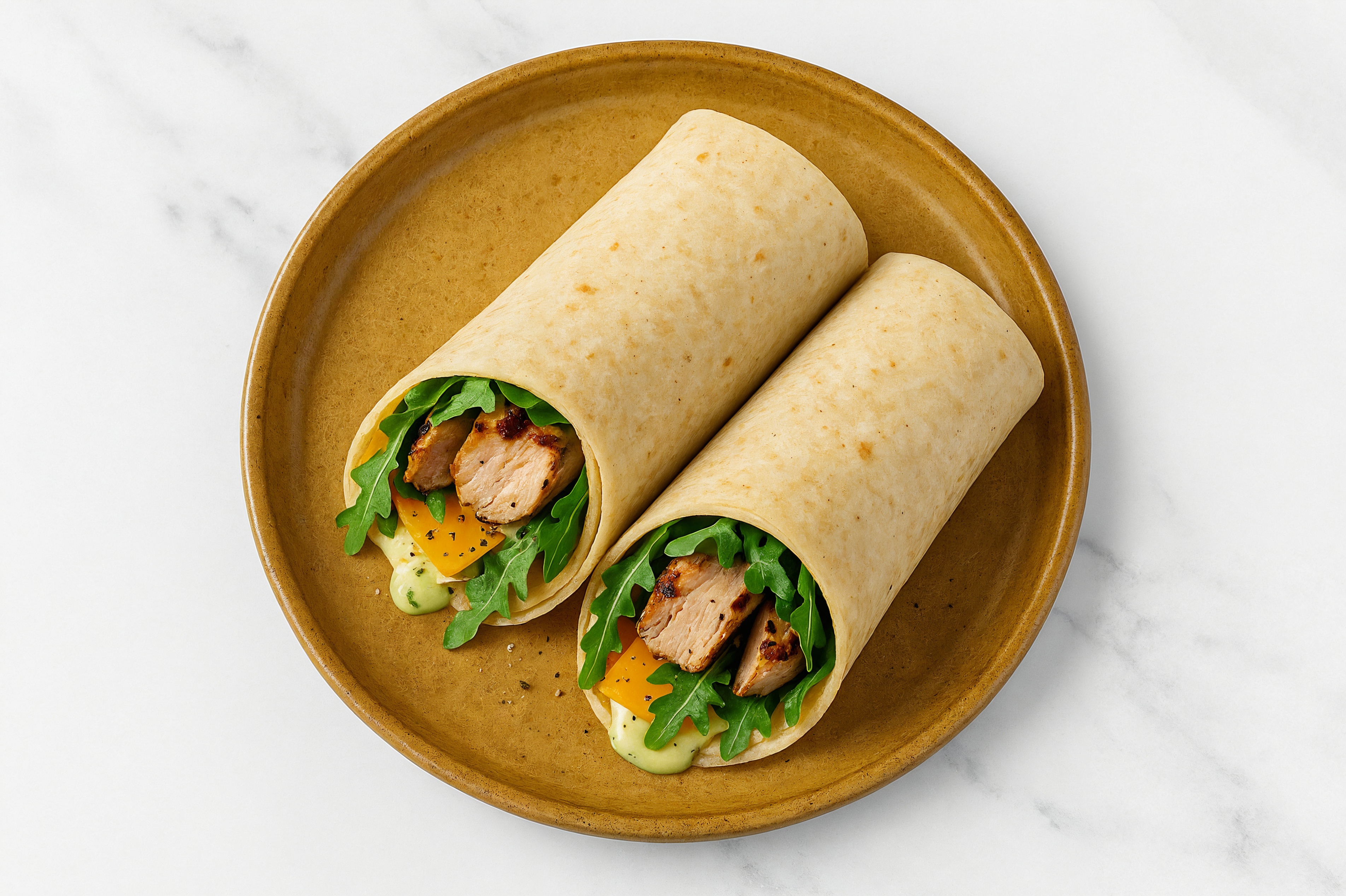Jalapeño Pork Tenderloin + Cheddar Tortilla Wraps with Arugula