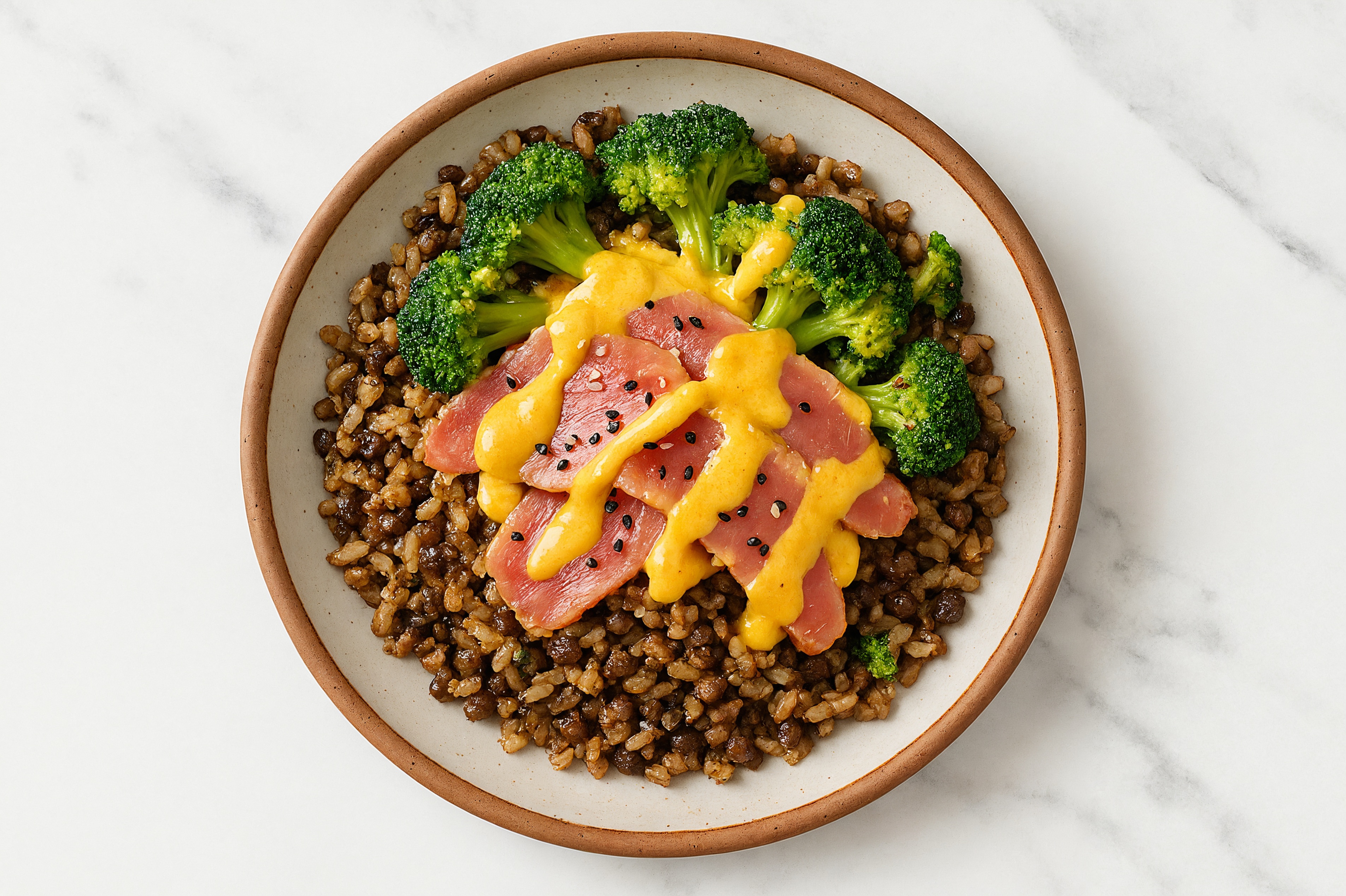 Tuna Lentil Bowl with Special Sauce & Broccoli