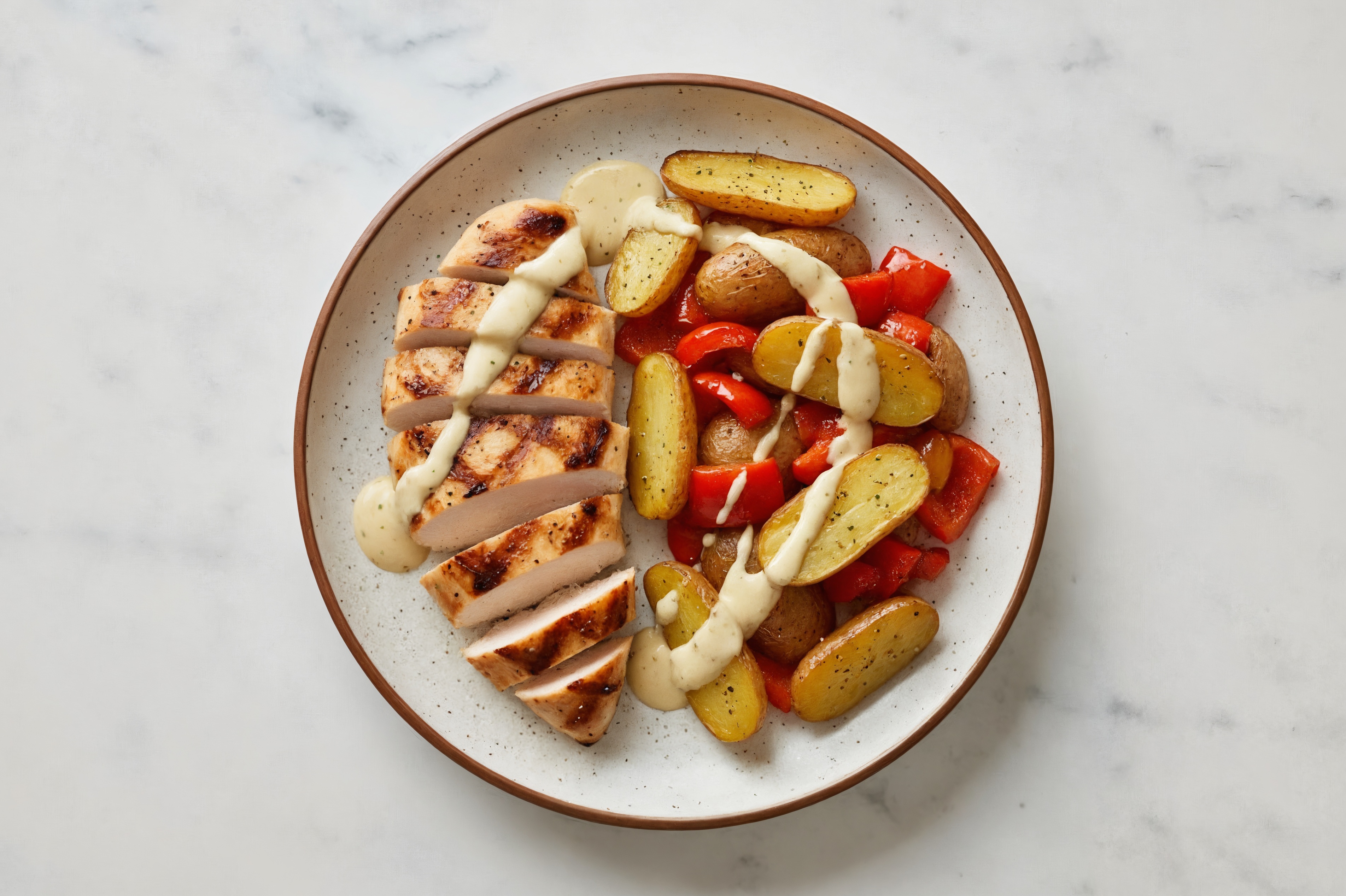 Grilled Chicken with Potato-Organic Pepper Hash