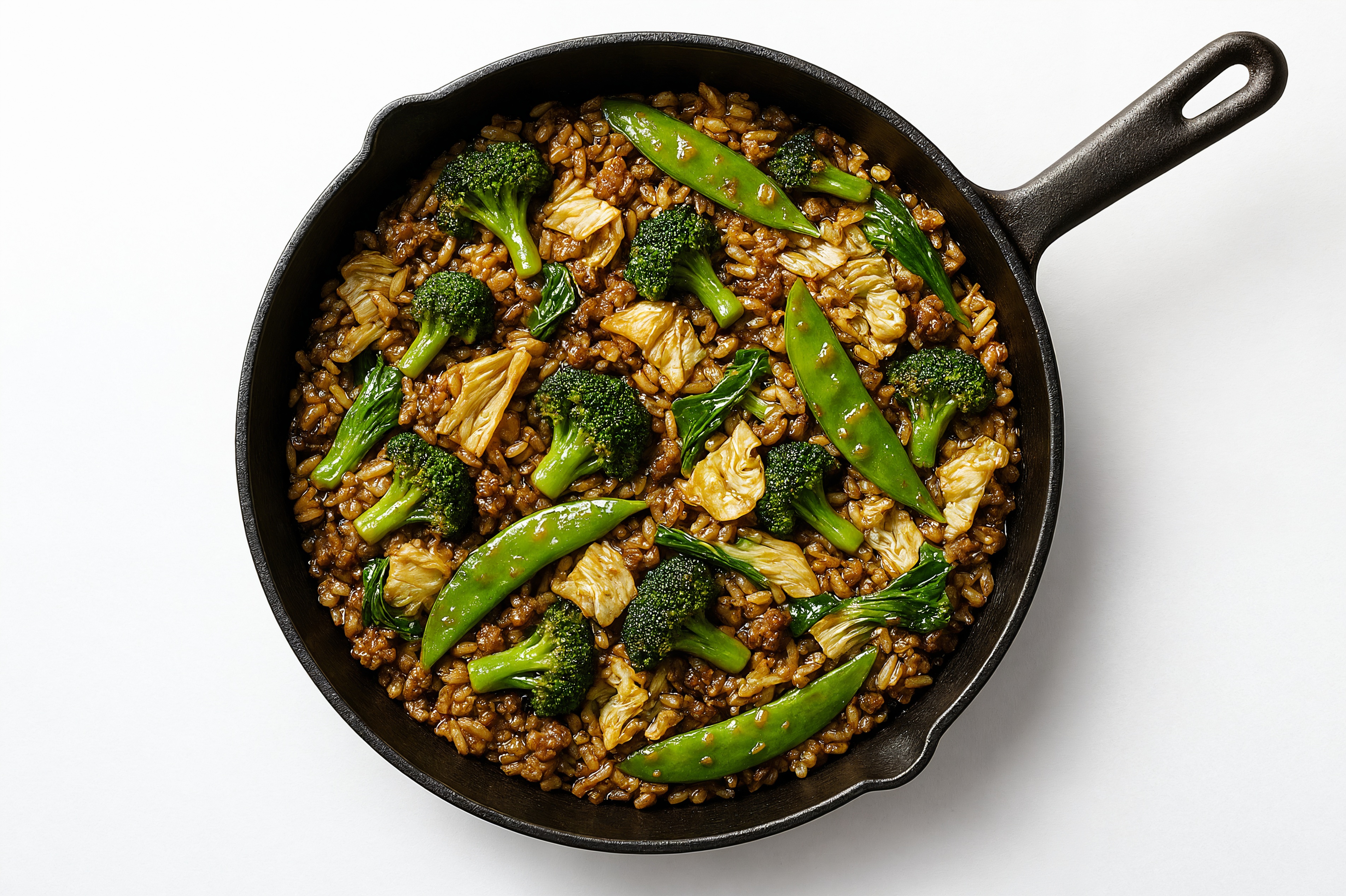 Herby Teriyaki Bok Choy + Ground Beef Patties Stir-Fry