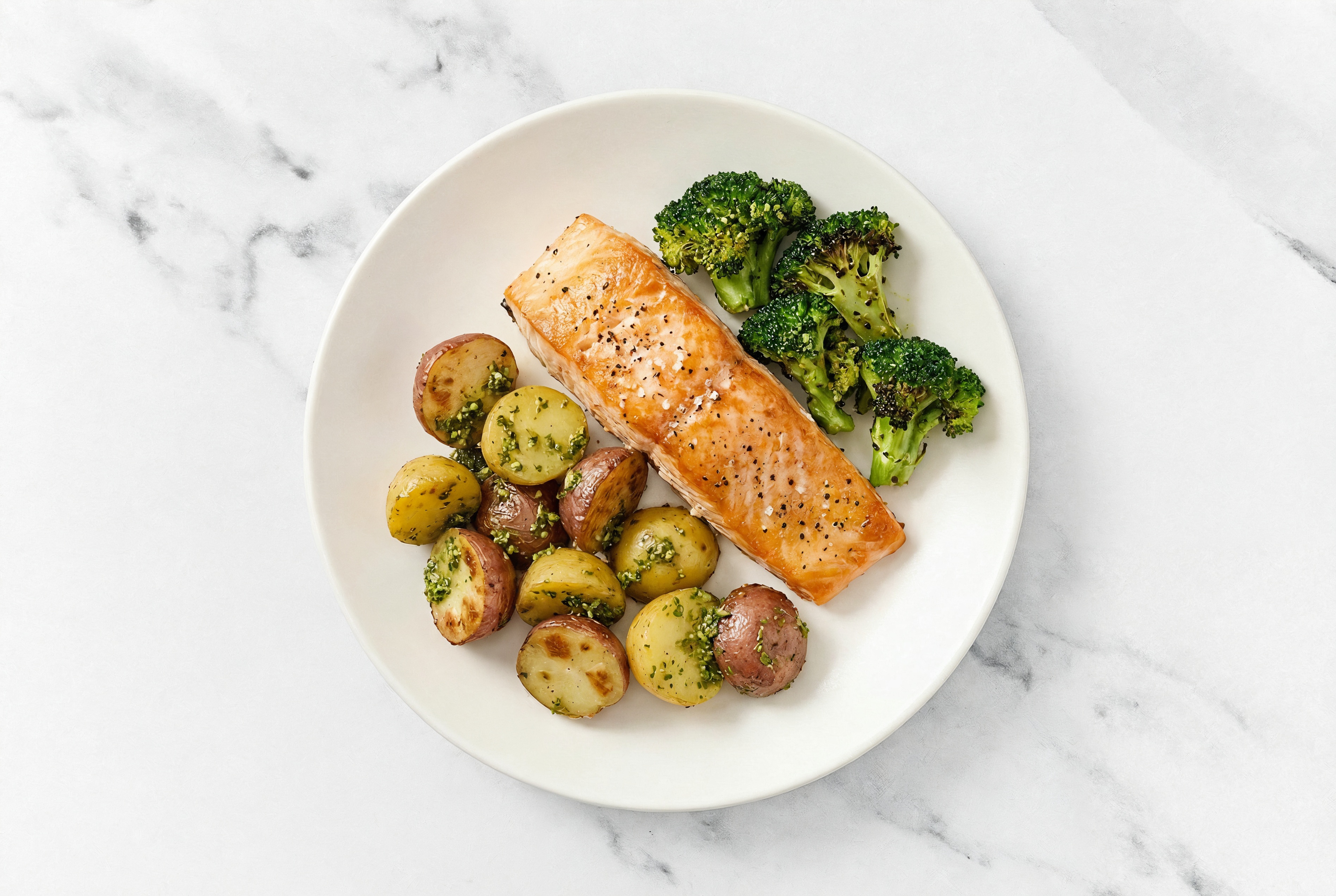 Sheet Pan Pesto-Salmon with Potatoes & Broccoli