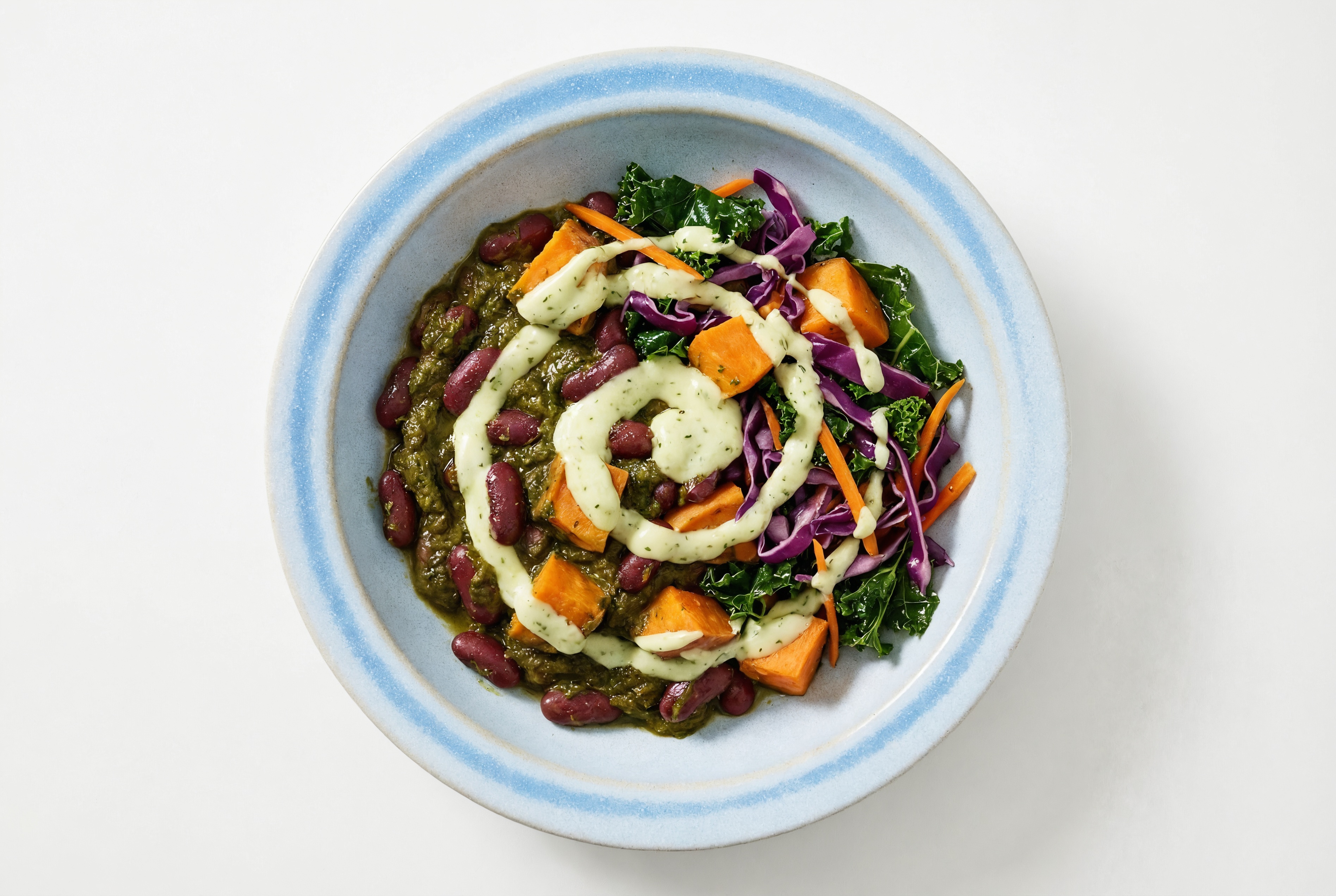 Japanese Sweet Potato Kidney Beans Saag + Jalapeño Rainbow Veggies