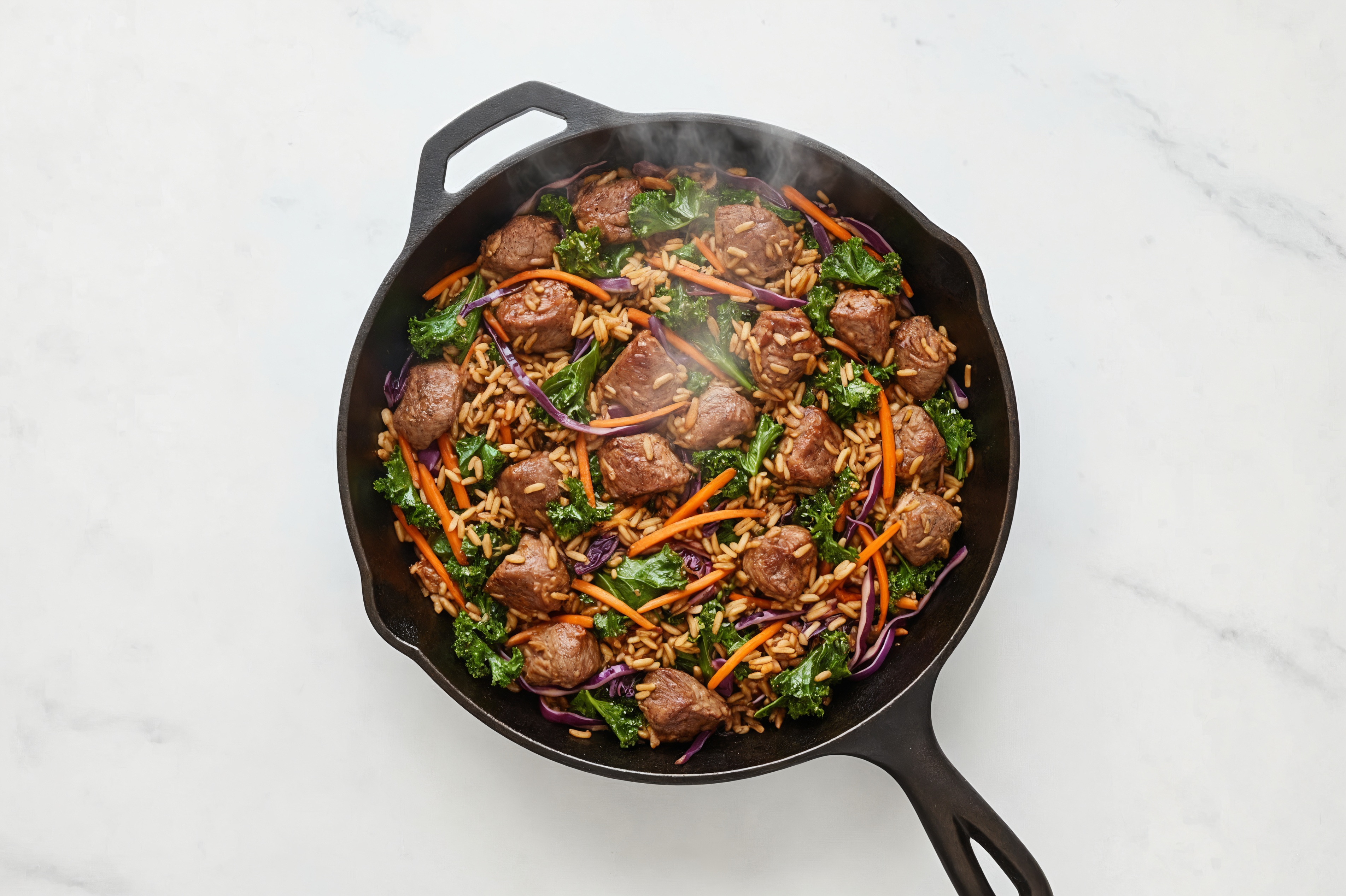 Japanese Bbq Rainbow Veggie + Lamb Stir-Fry with Brown Rice