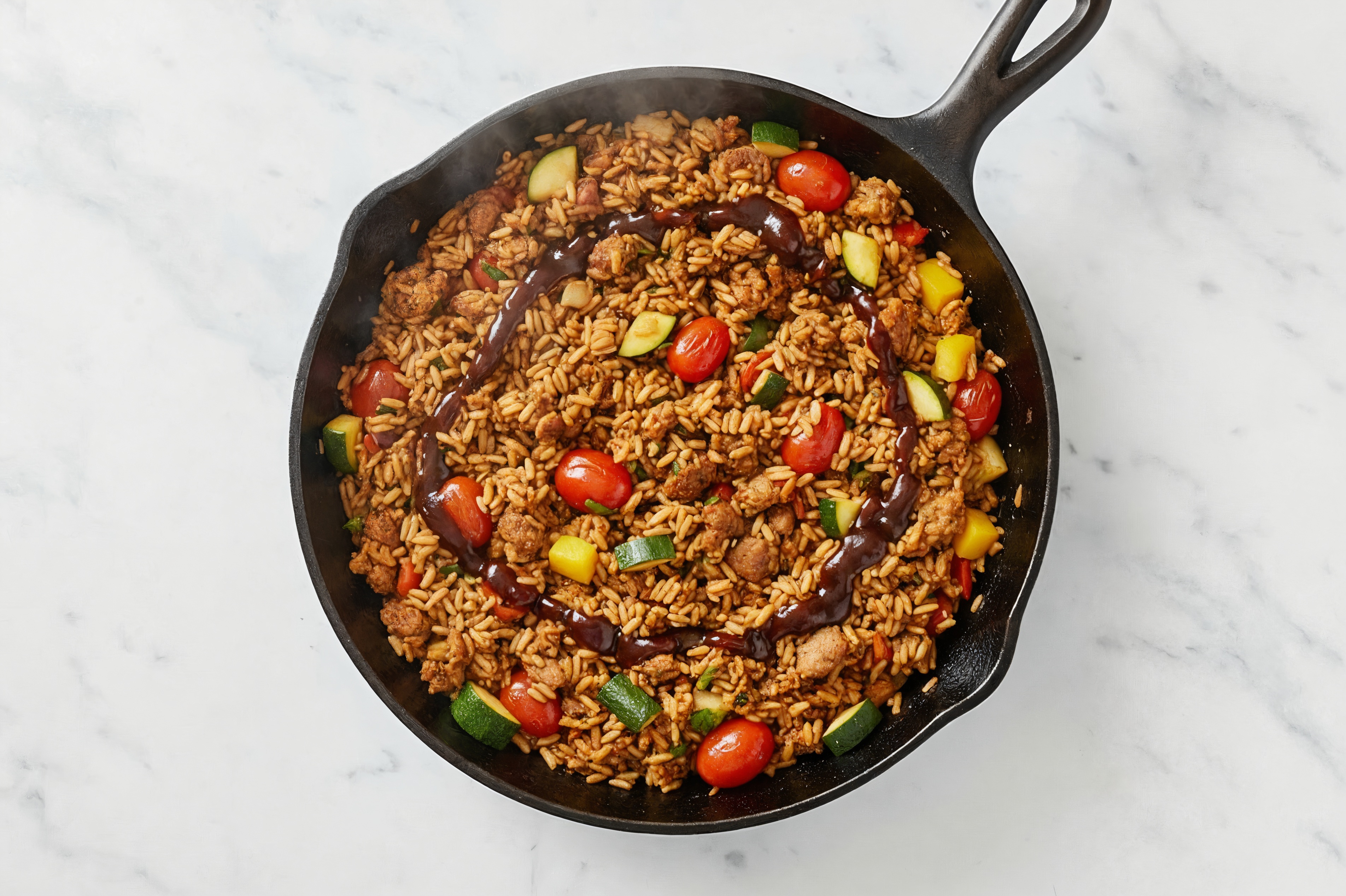 Japanese Bbq Squash + Ground Turkey Stir-Fry with Brown Rice