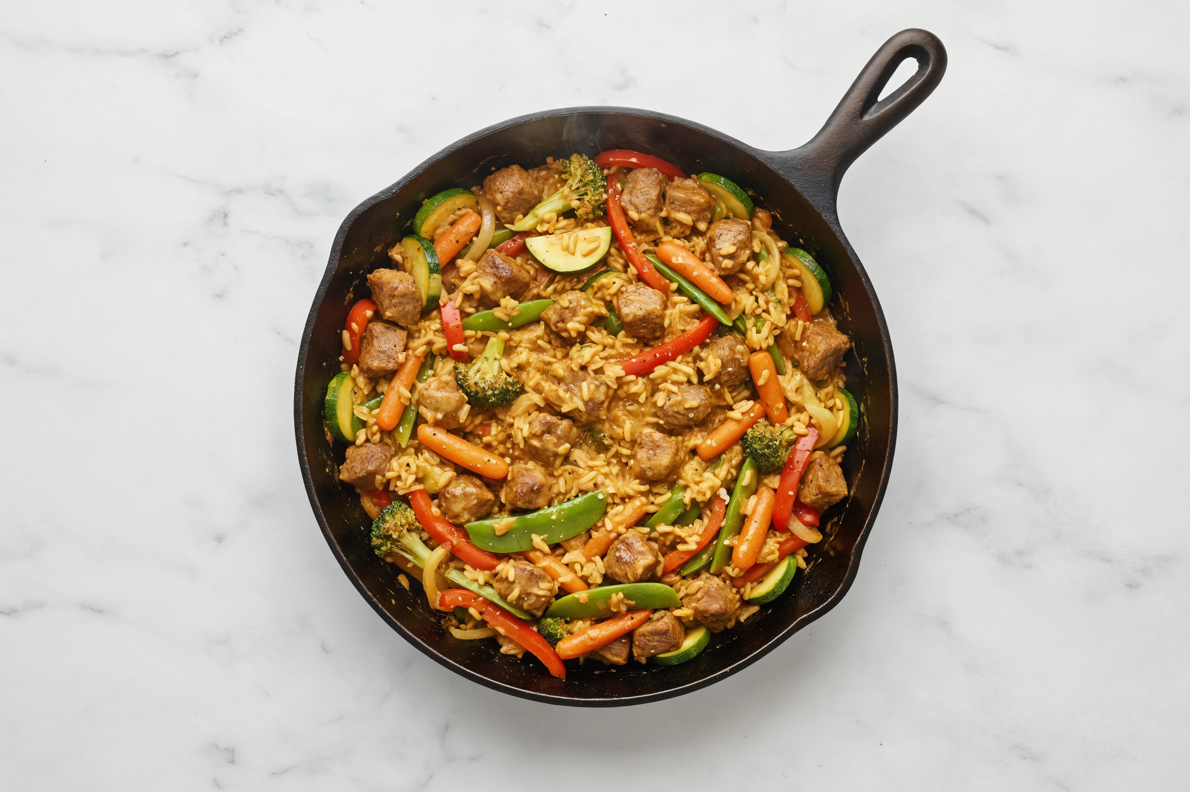 Curry Veggie + Bison Stir-Fry with Brown Rice