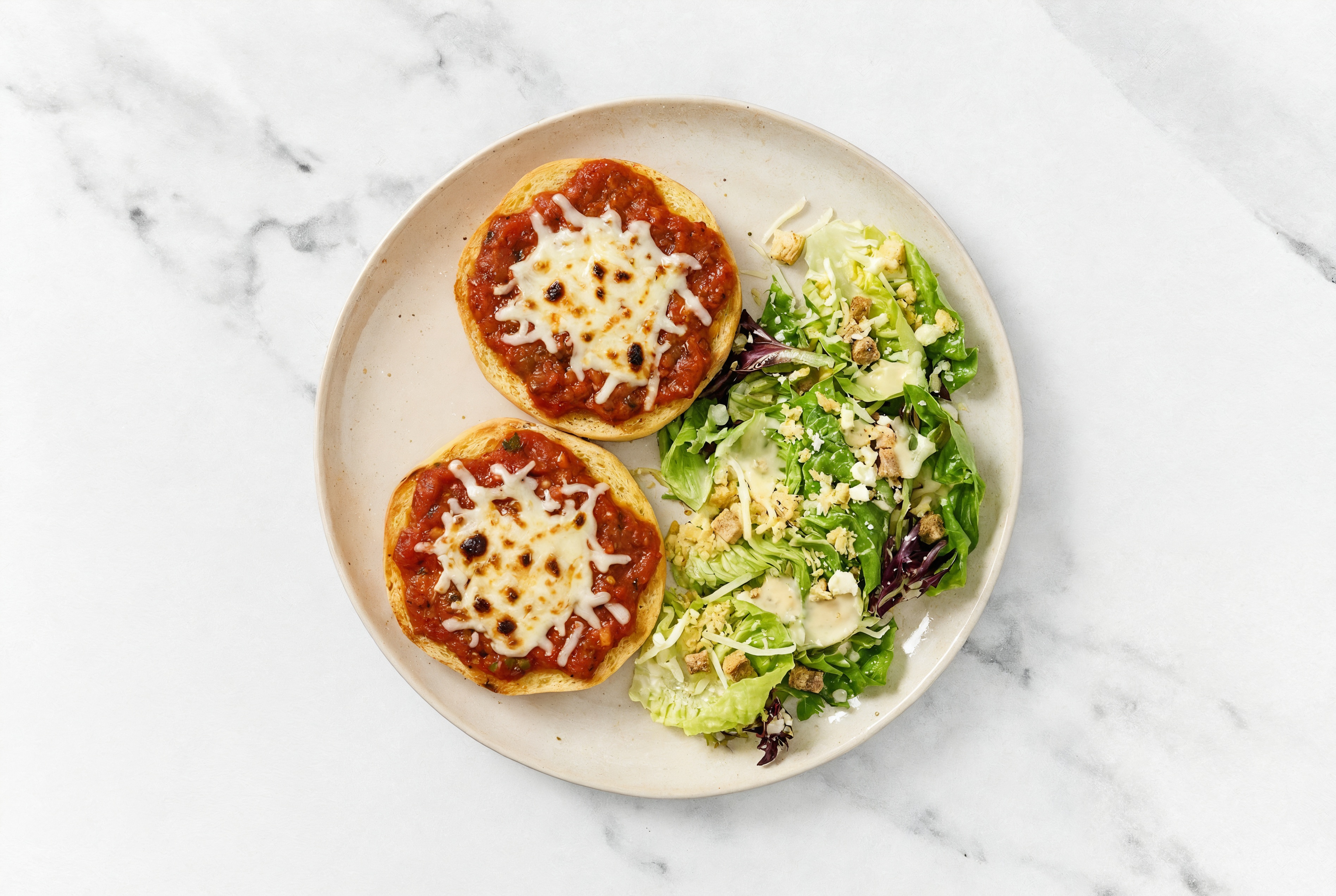 Air Fryer Brioche Pizzas + Little Gem Salad