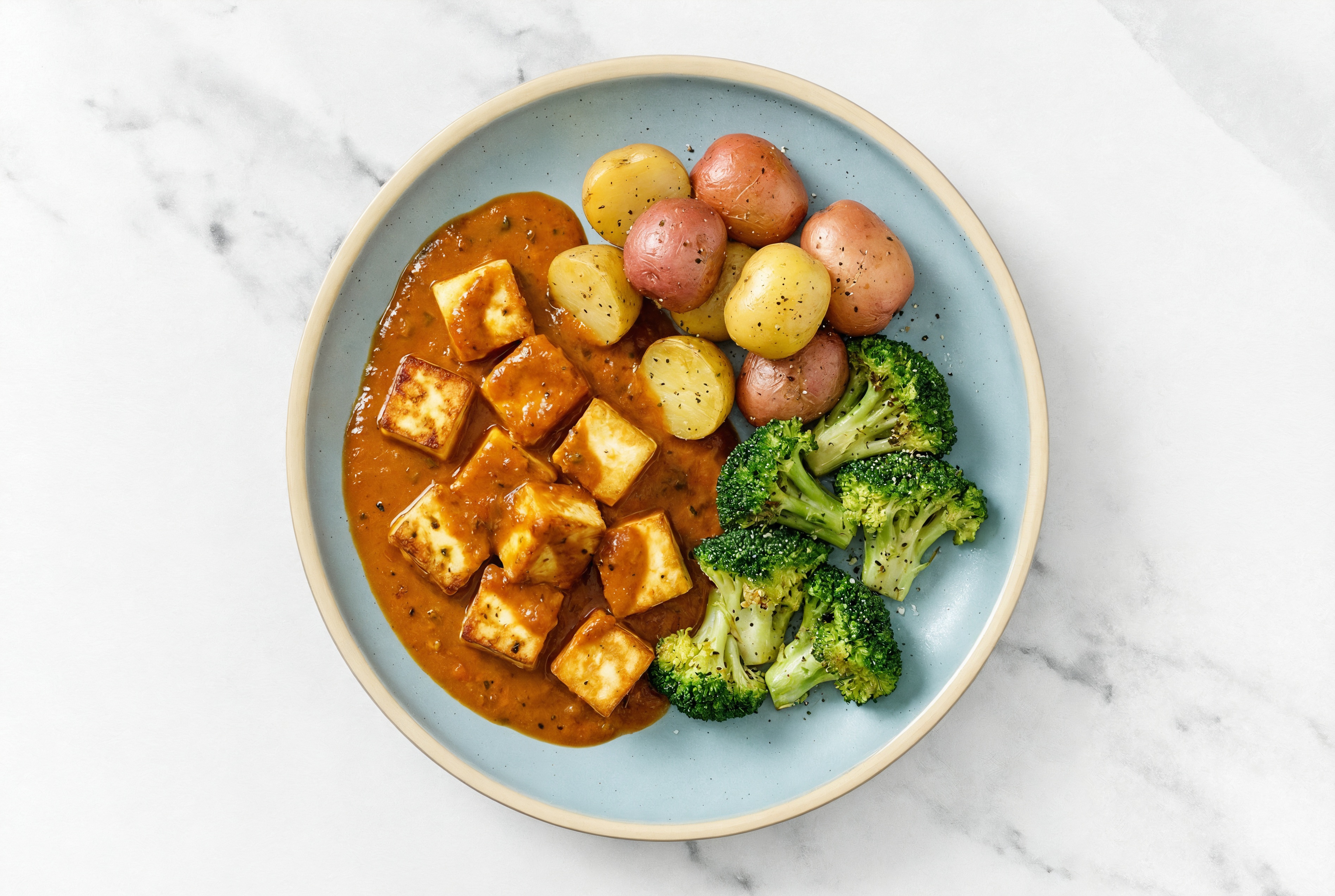 Soft & Creamy Paneer Tikka Masala with Potatoes + Organic Broccoli