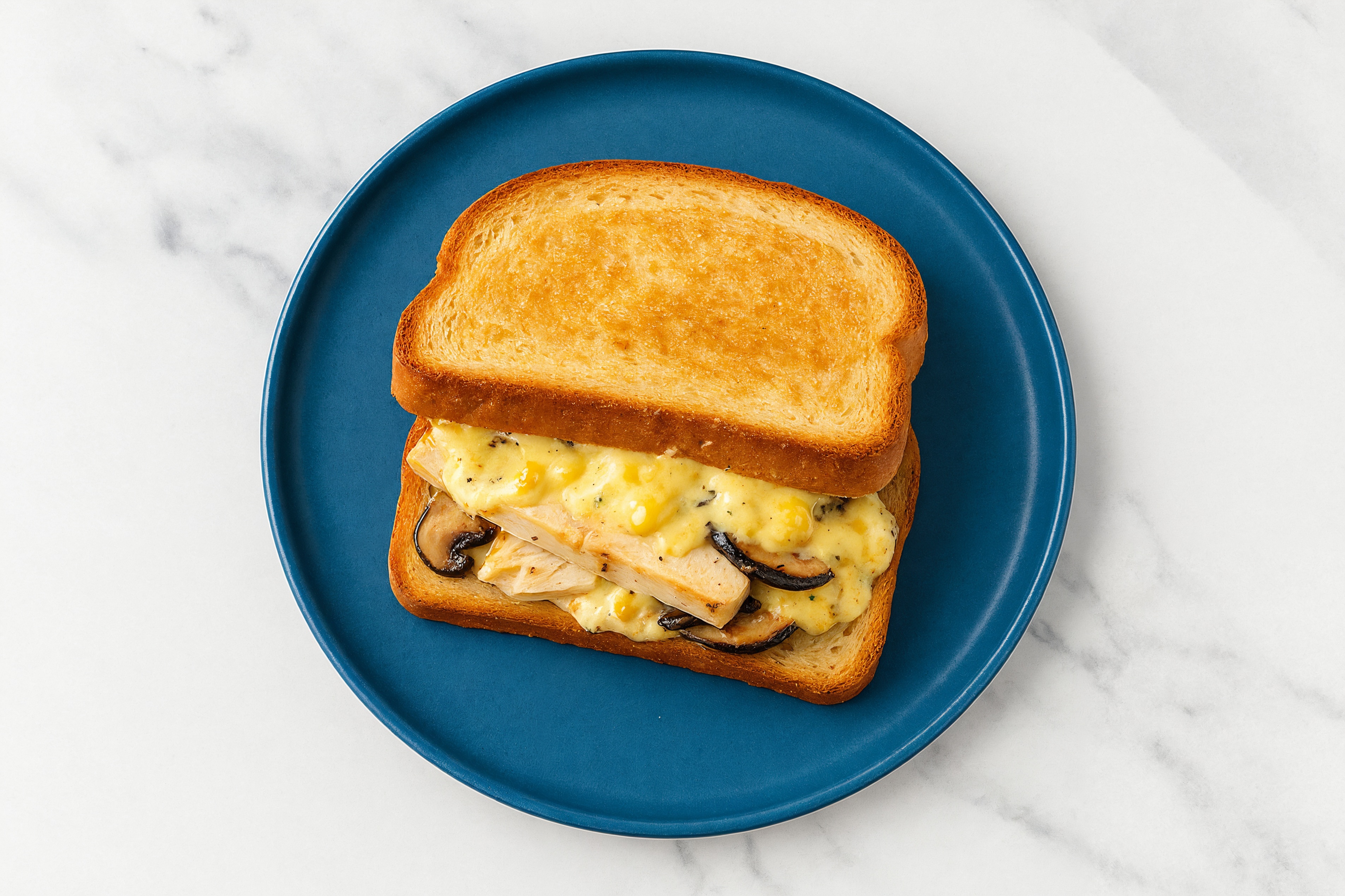 Street Corn Grilled Chicken Sandwich with Portabellas on Honey White Bread