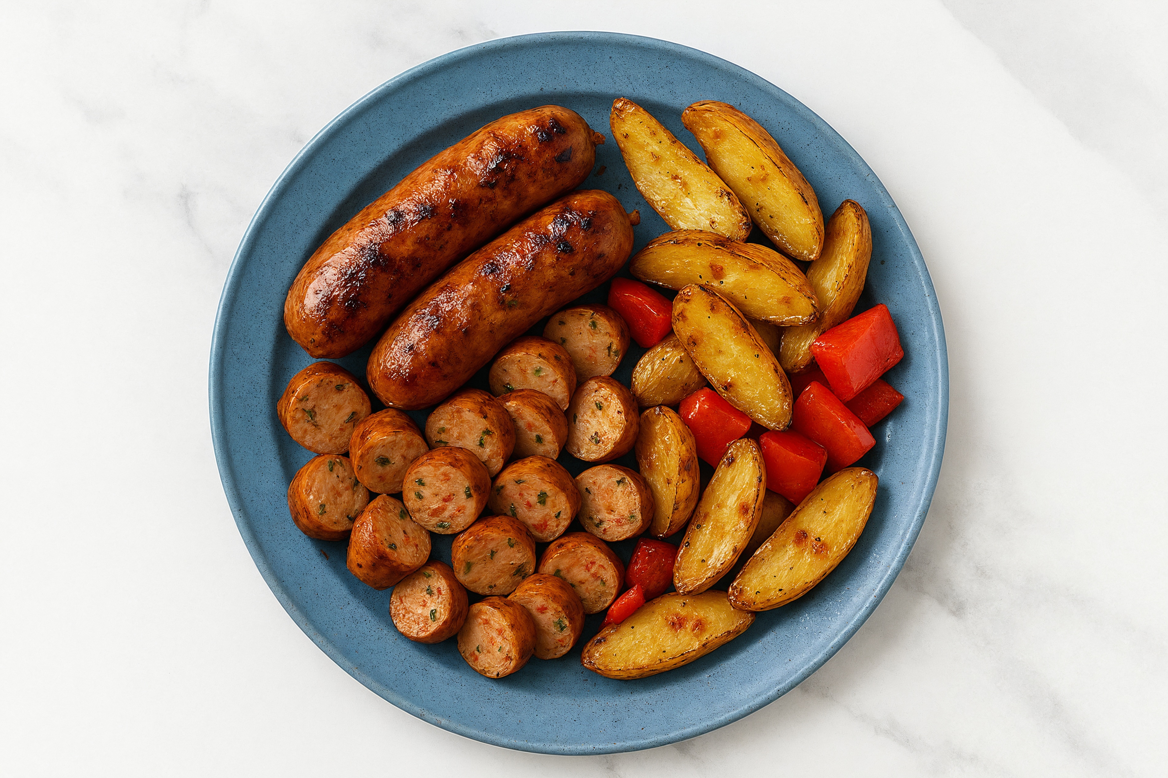 Herby Italian Chicken Sausage + Potato Hash with Red Bell Pepper