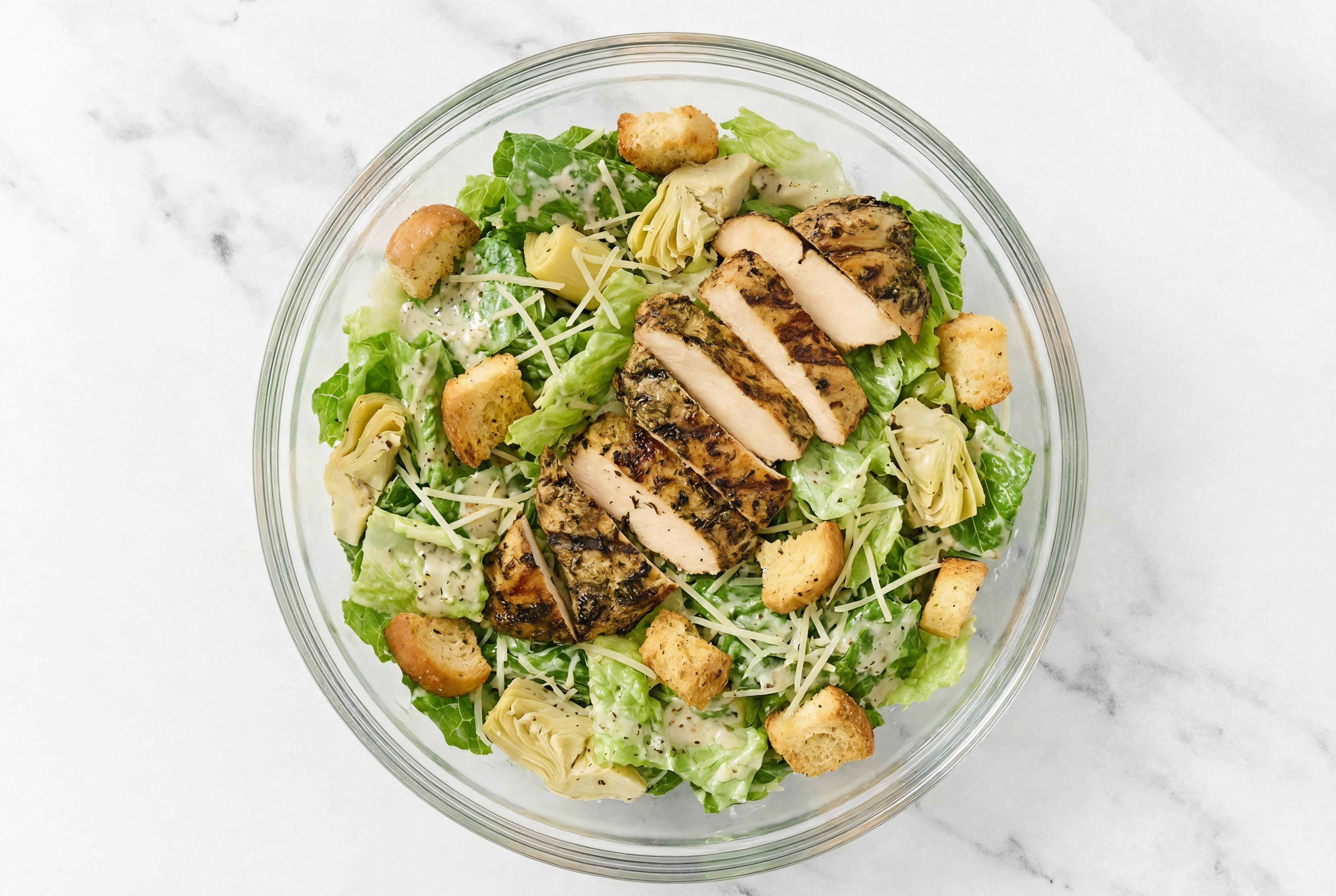 Go-To Grilled Mediterranean Chicken Breast Artichoke Caesar Salad