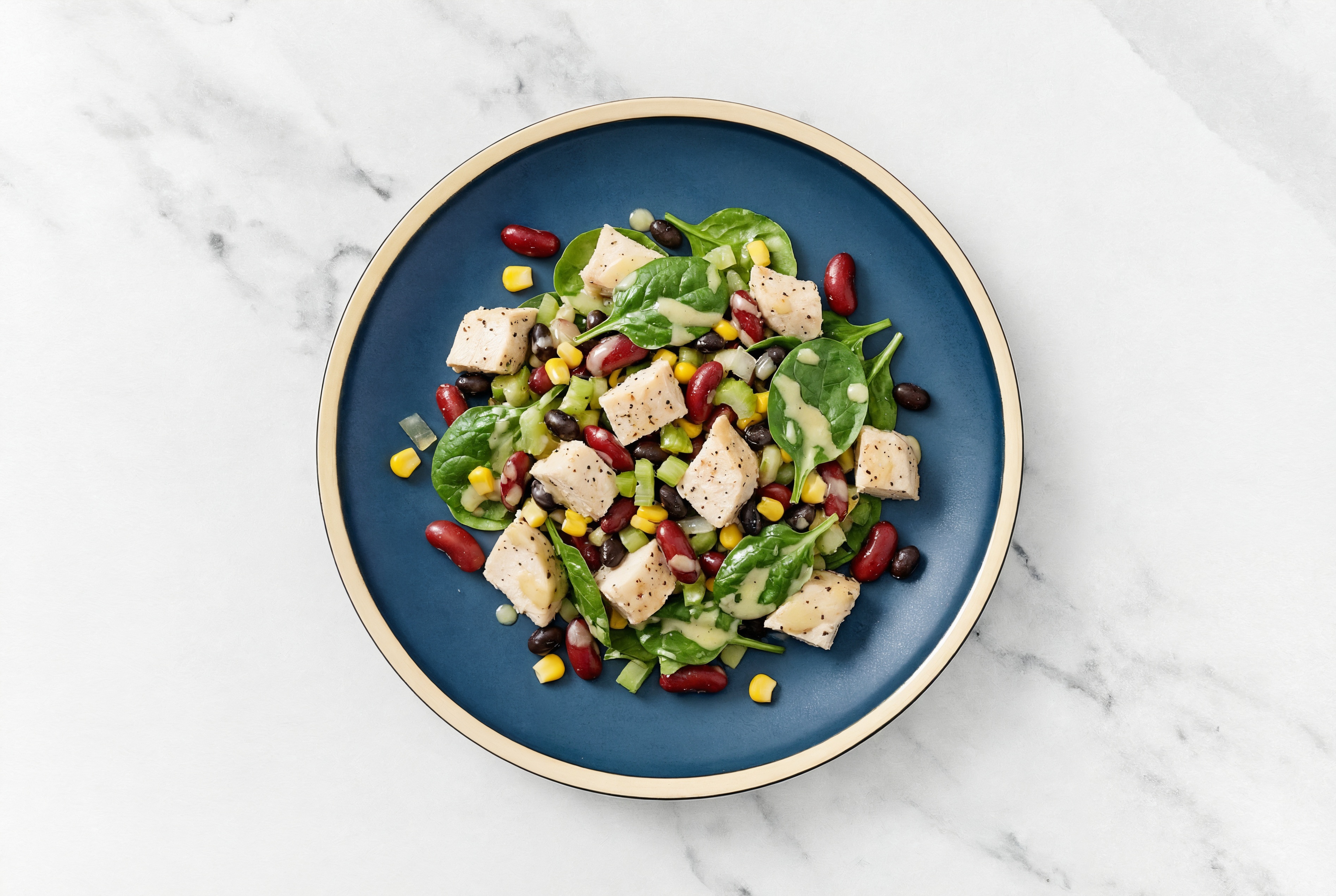 Chicken + Black Bean Organic Spinach Salad