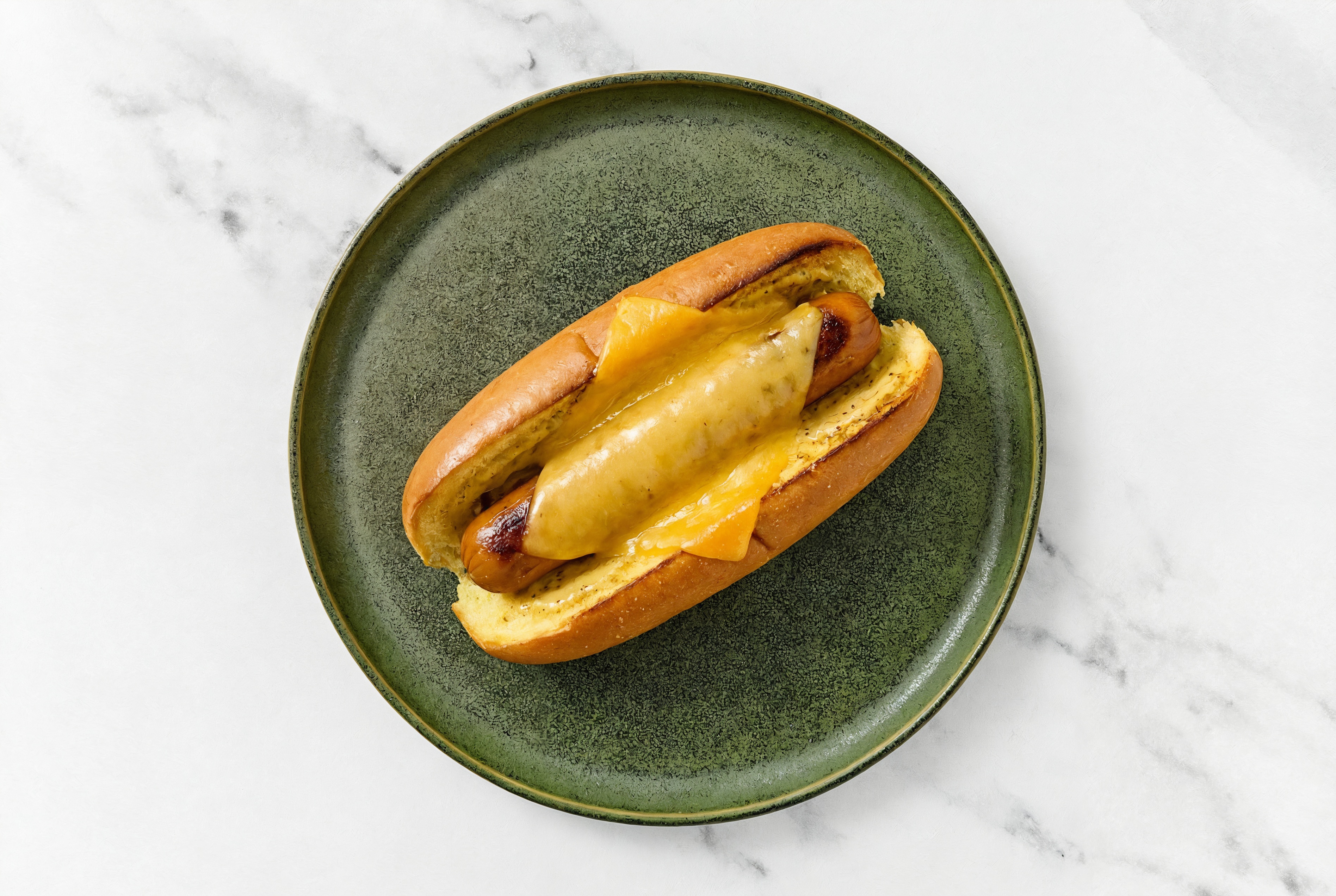 Cheddar Smart Dog with Honey Mustard on Brioche