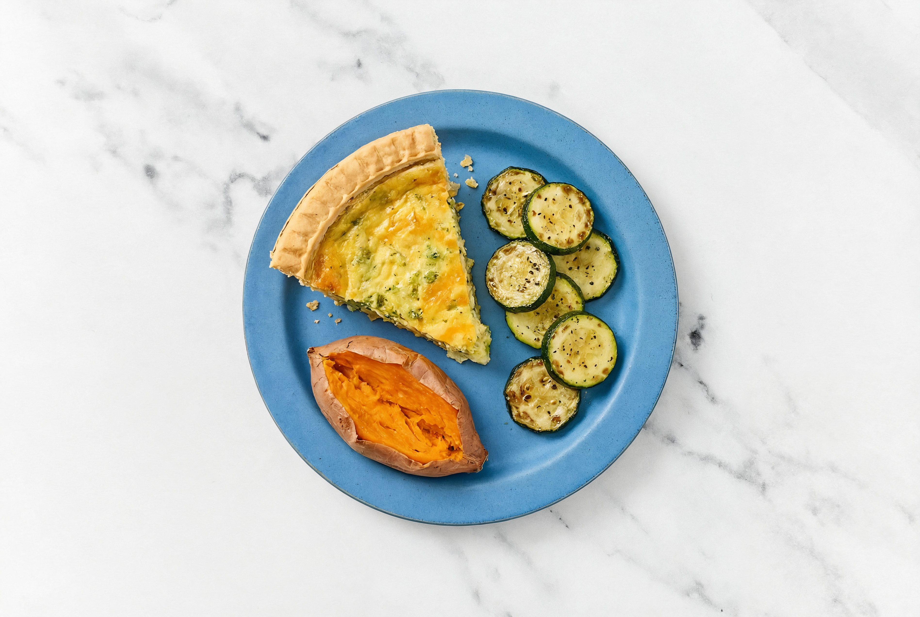Broccoli & Cheddar Quiche with Zucchini & Sweet Potato