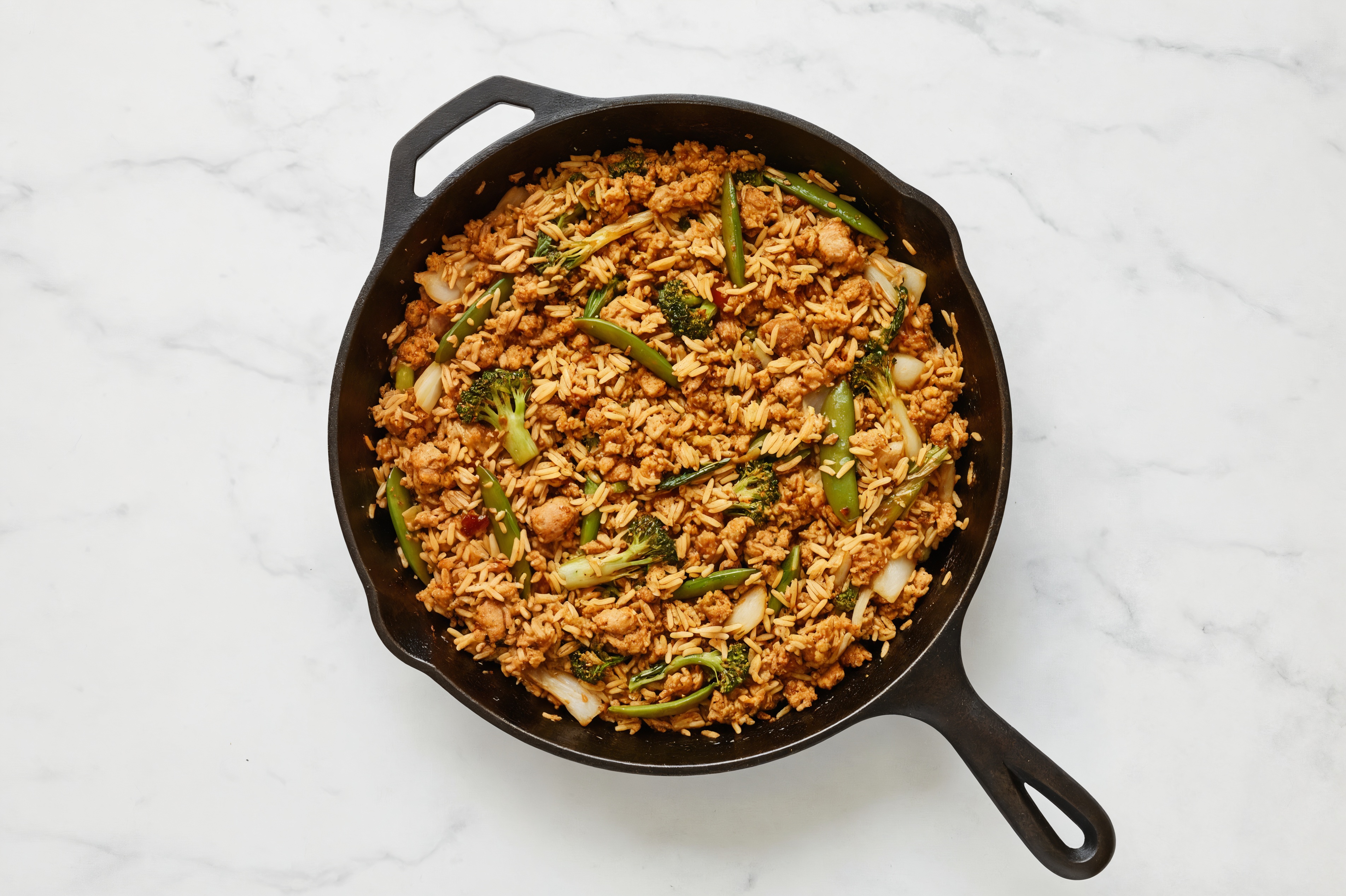 Sesame Ginger Bok Choy + Ground Turkey Stir-Fry with Seasoned Jasmine Rice