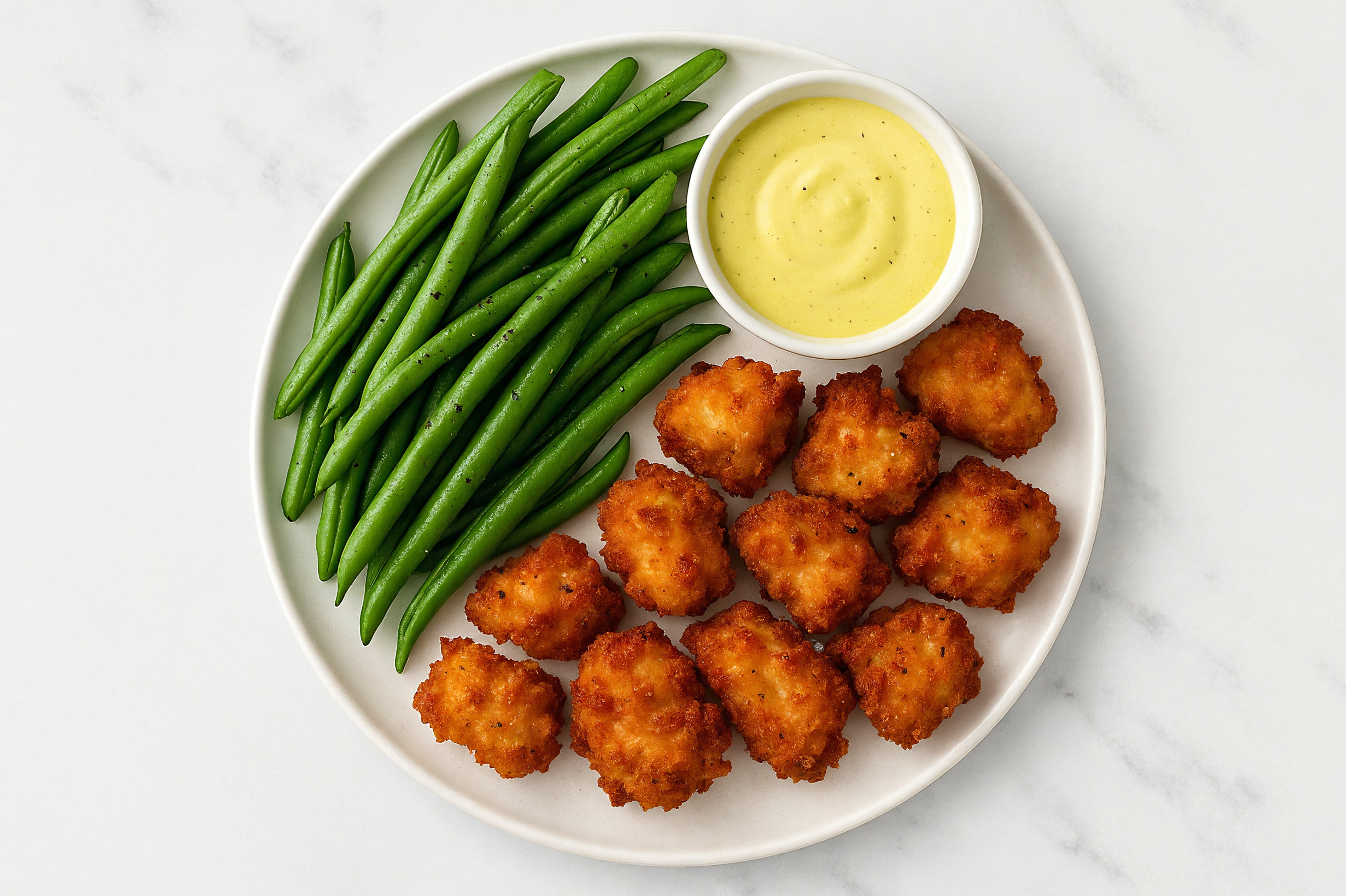 Chicken Nuggets + Organic Green Beans with Honey Mustard Garlic Sauce