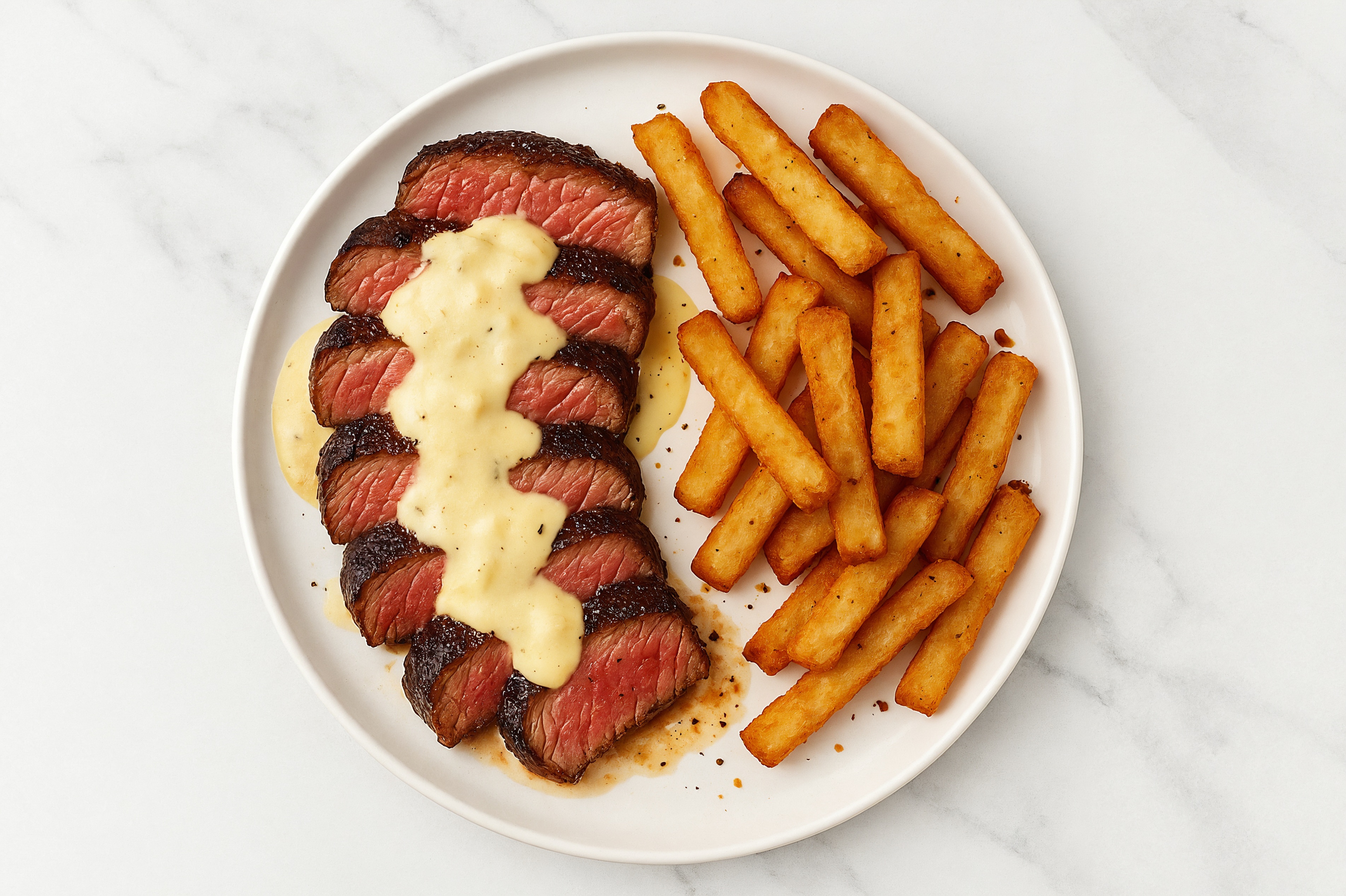 Wagyu Ribeye Steak with Garlic Sauce + Russet Fries
