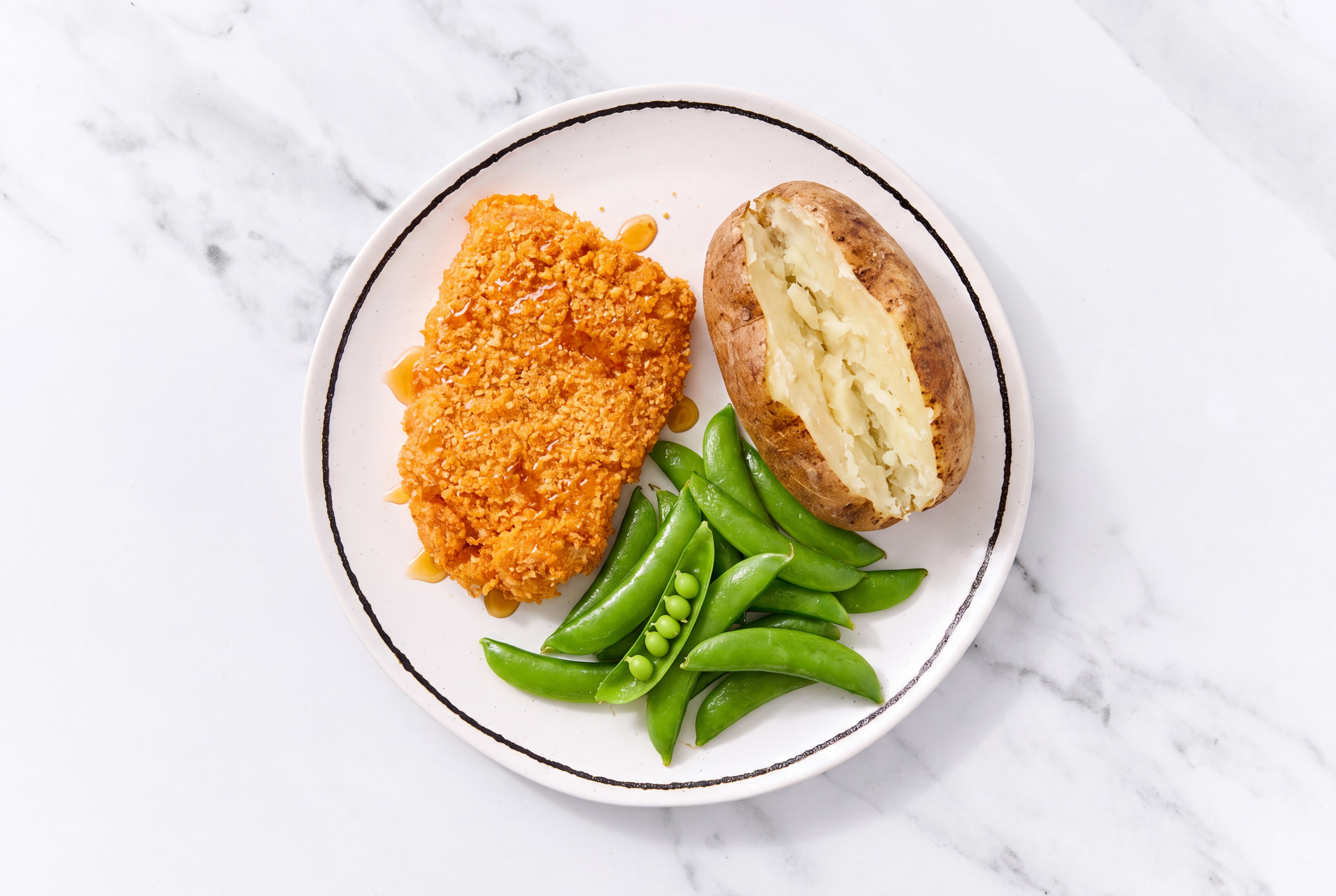 Hot Honey Breaded Chicken Cutlet with Snap Peas & Russet Potato