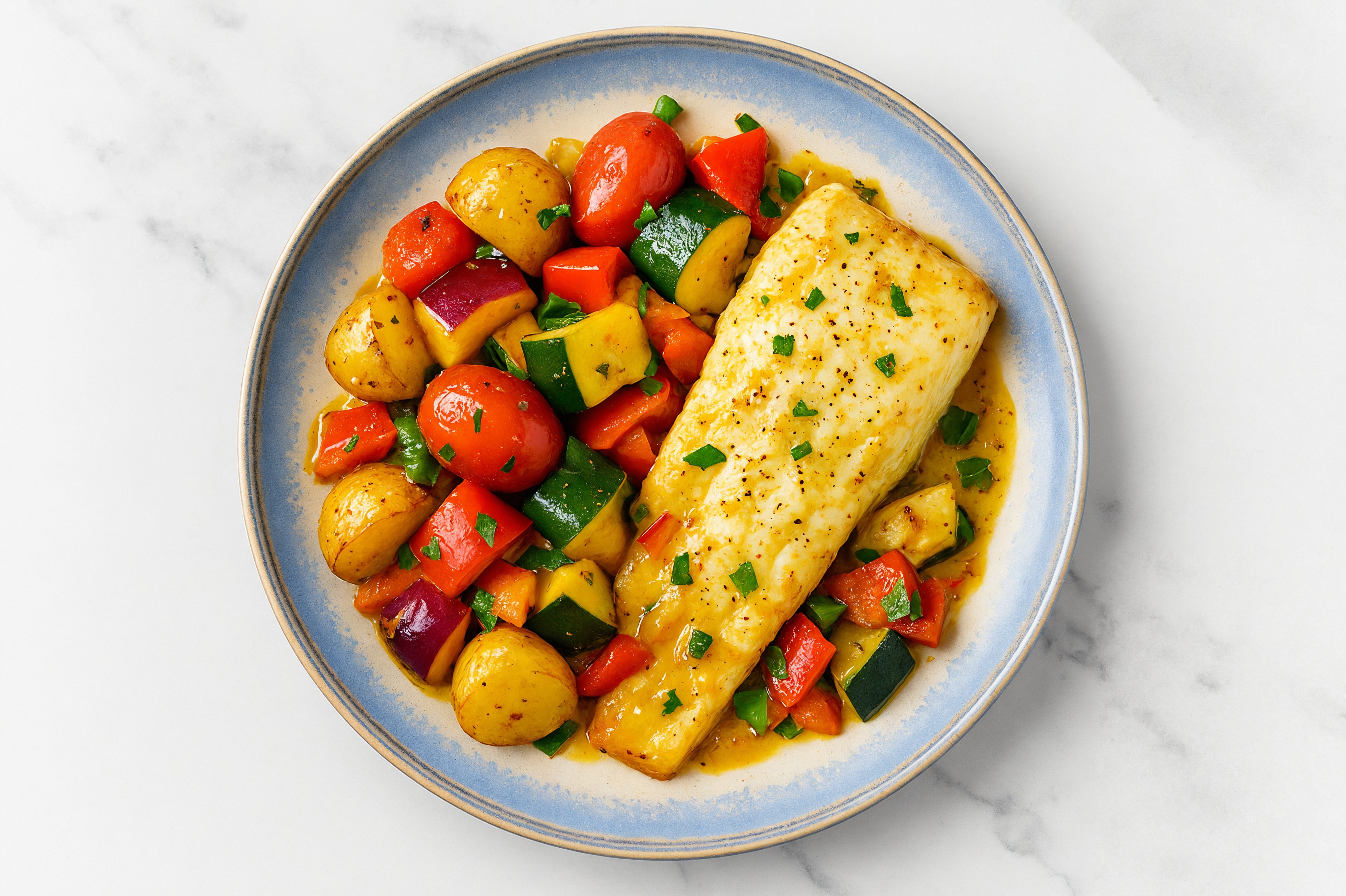 Sheet Pan Honey Mustard-Cod with Potatoes & Squash