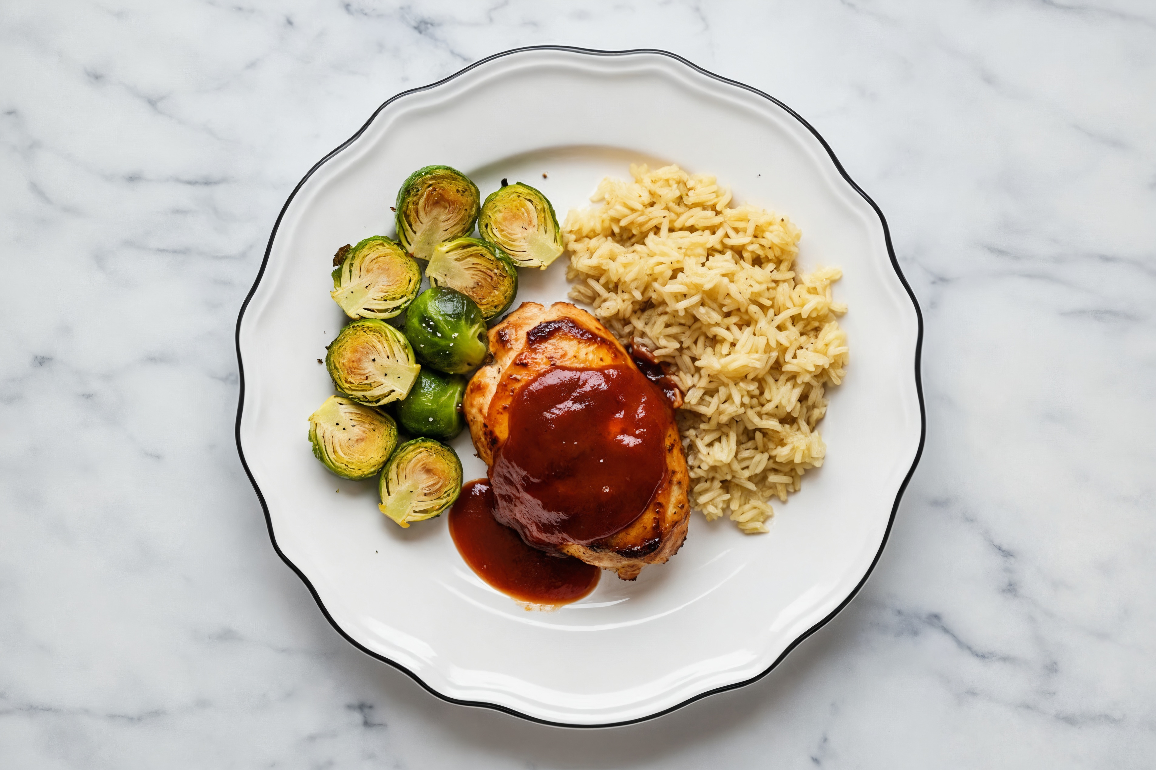 BBQ Chicken Thighs + Crispy Brussels Plate with Original BBQ
