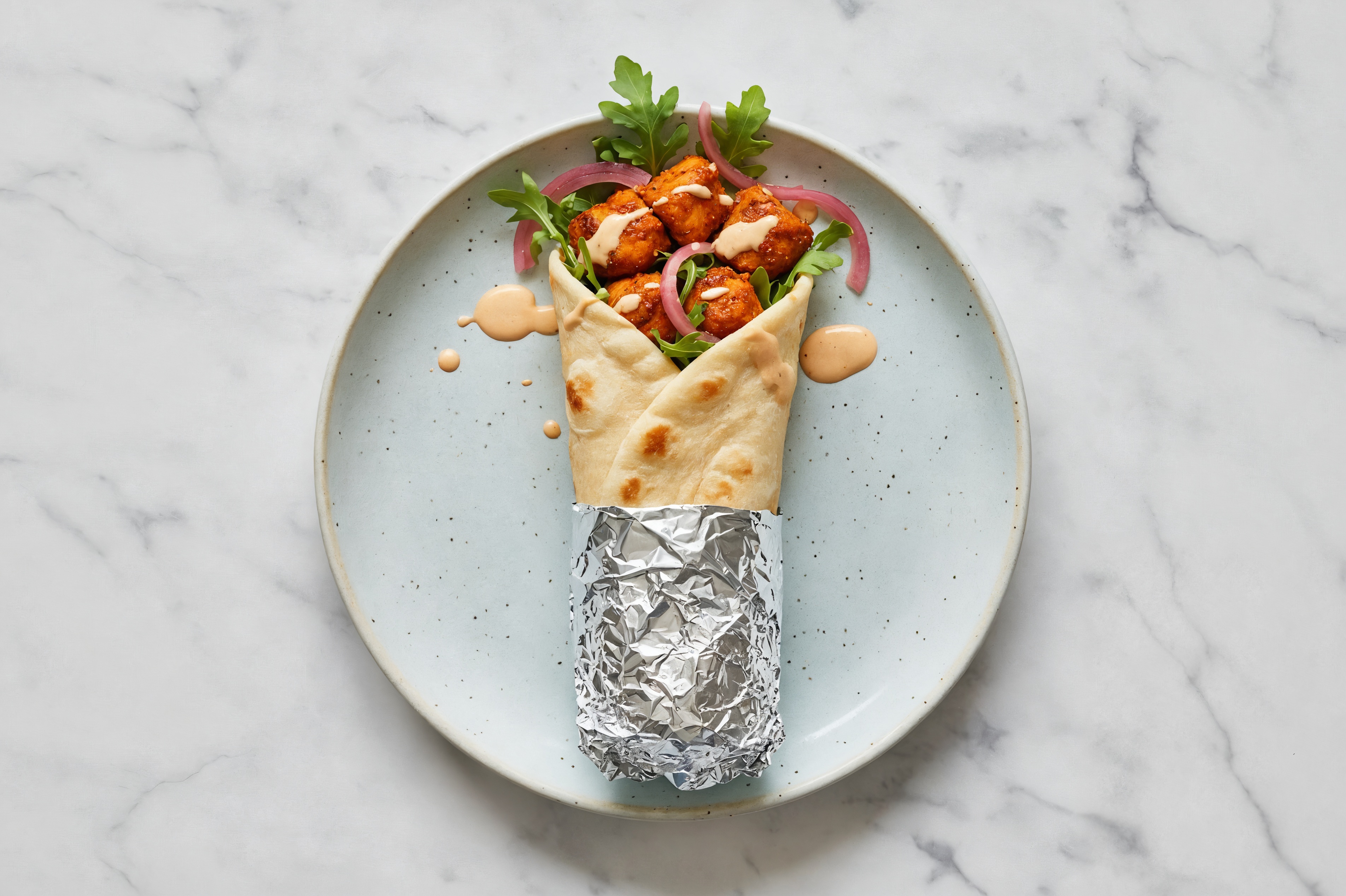 Tandoori Chicken Naan Wrap with Awesome Sauce