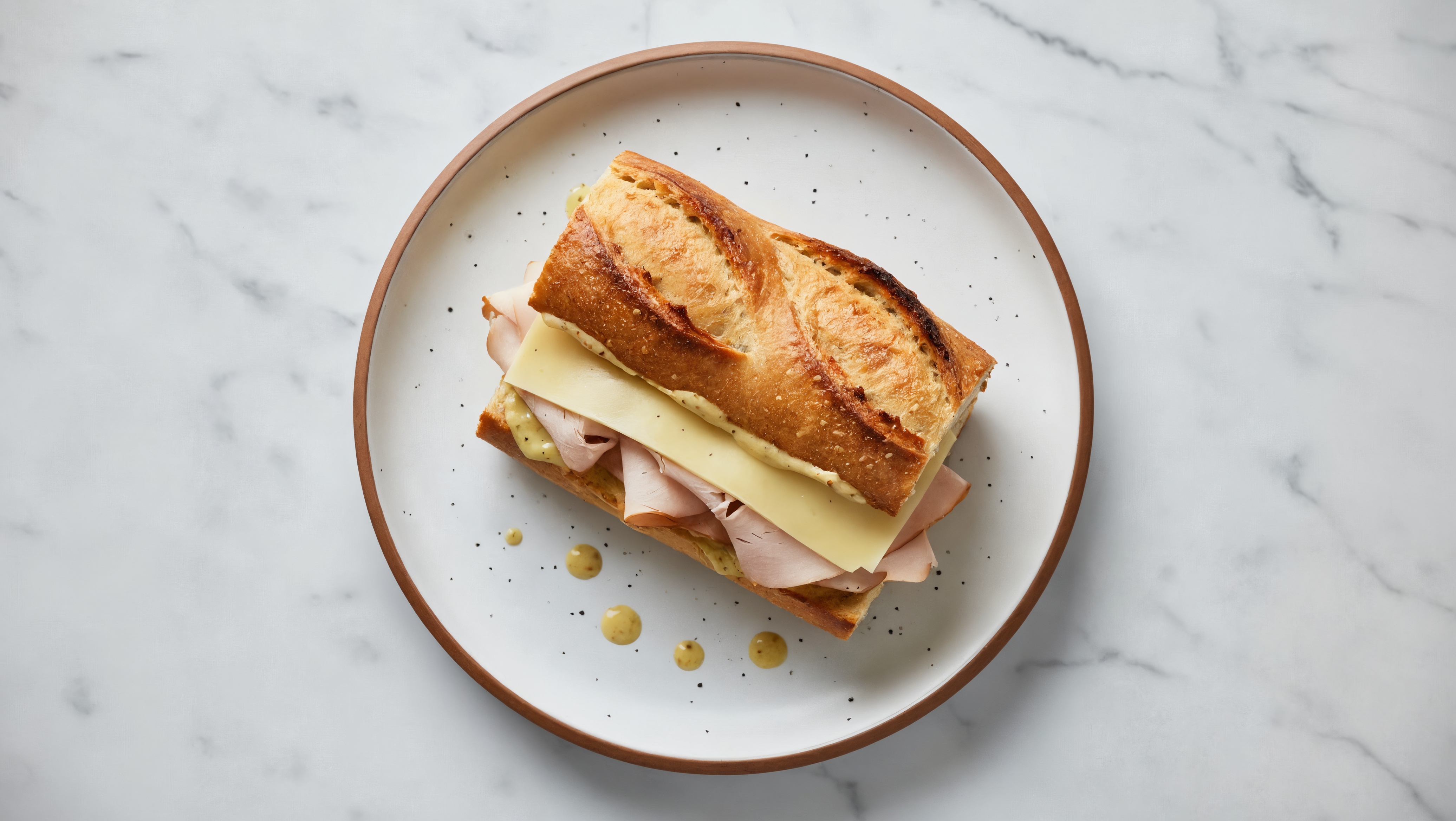 Oven-Roasted Sliced Turkey Breast and Havarti on a Baguette with Honey Mustard Garlic Sauce