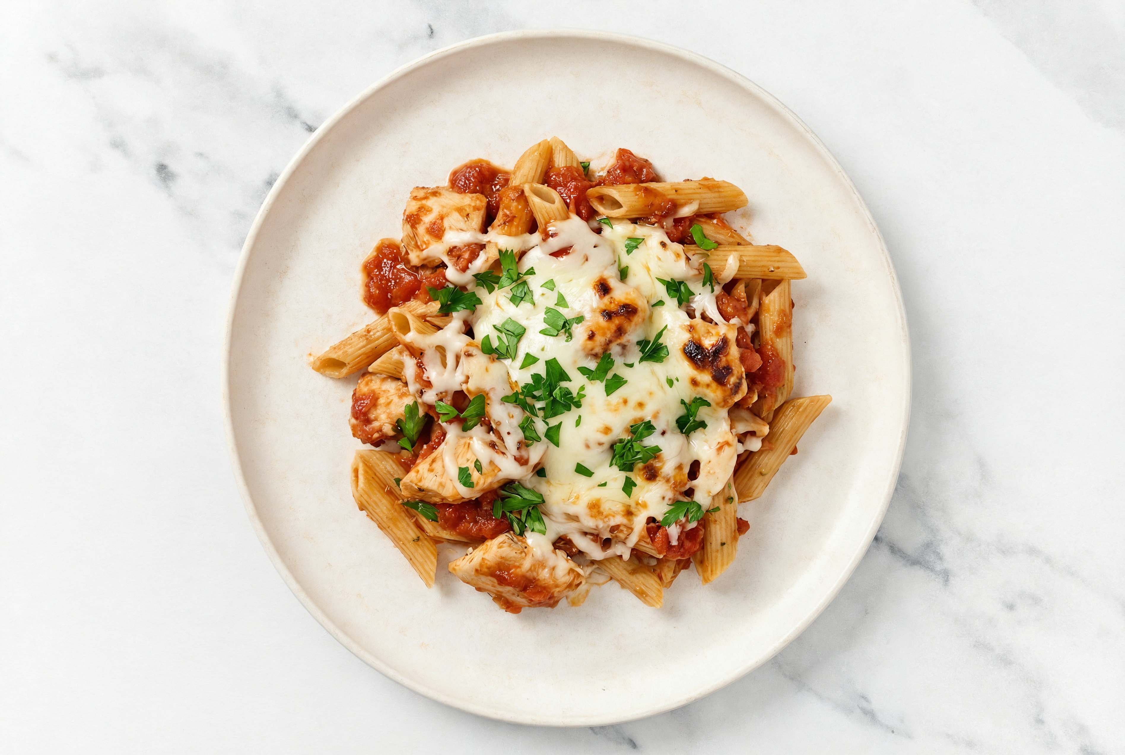 Chicken Marinara Pasta Bake with Shredded Mozzarella Cheese