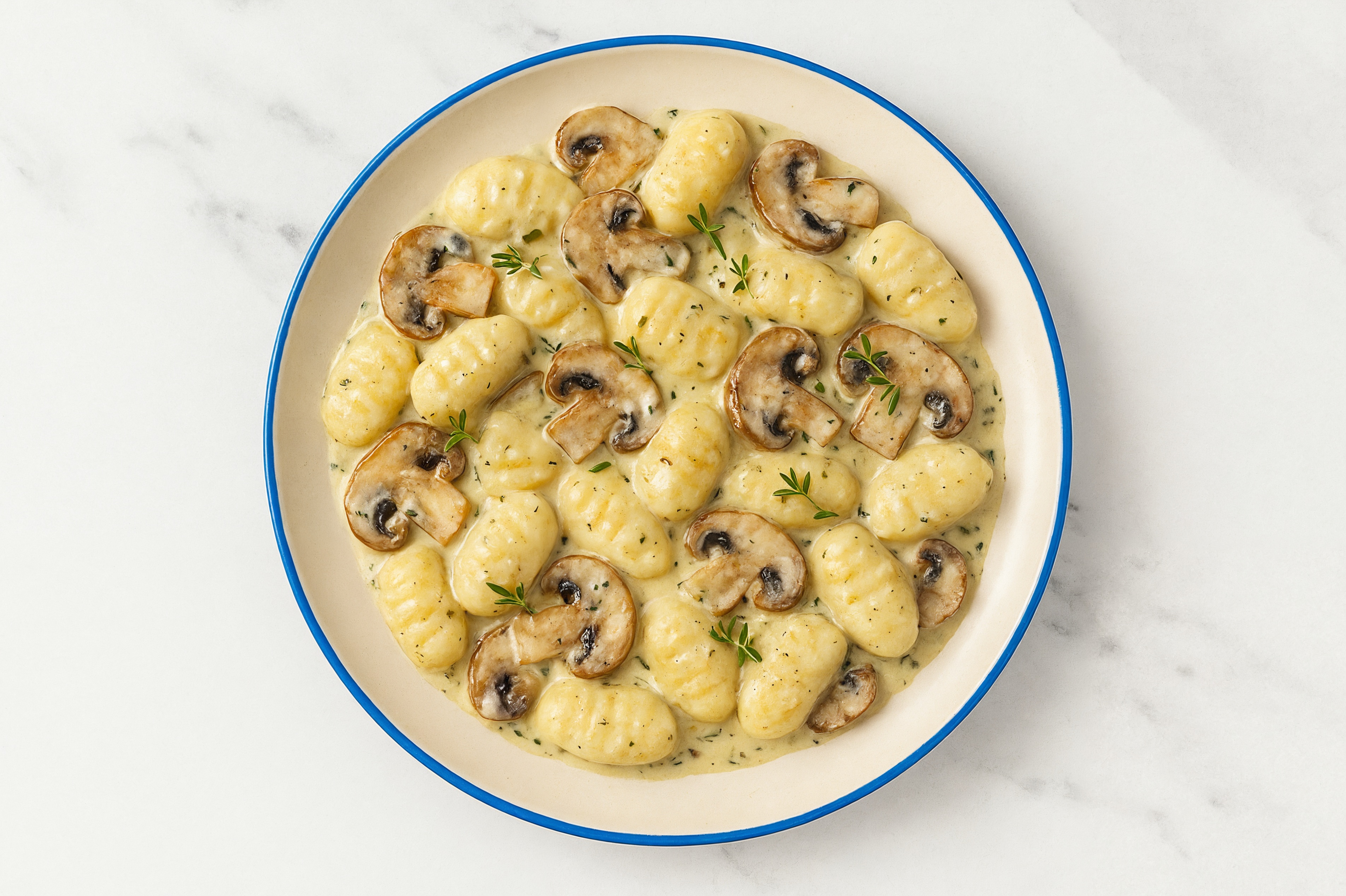 Creamy Herb White Sauce Parmesan Mushroom Gnocchi