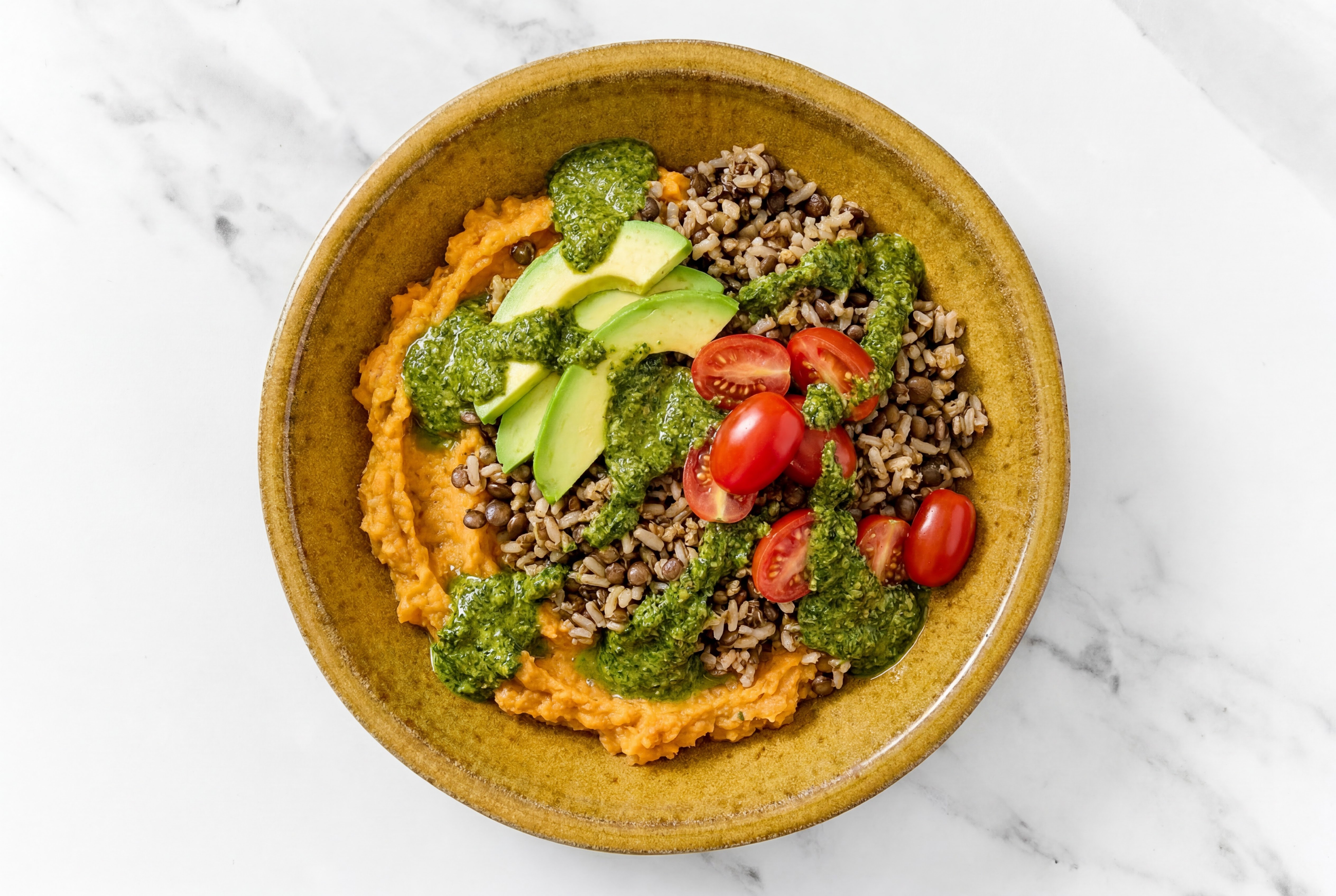 Vegan Sweet Potato Pesto Power Bowl