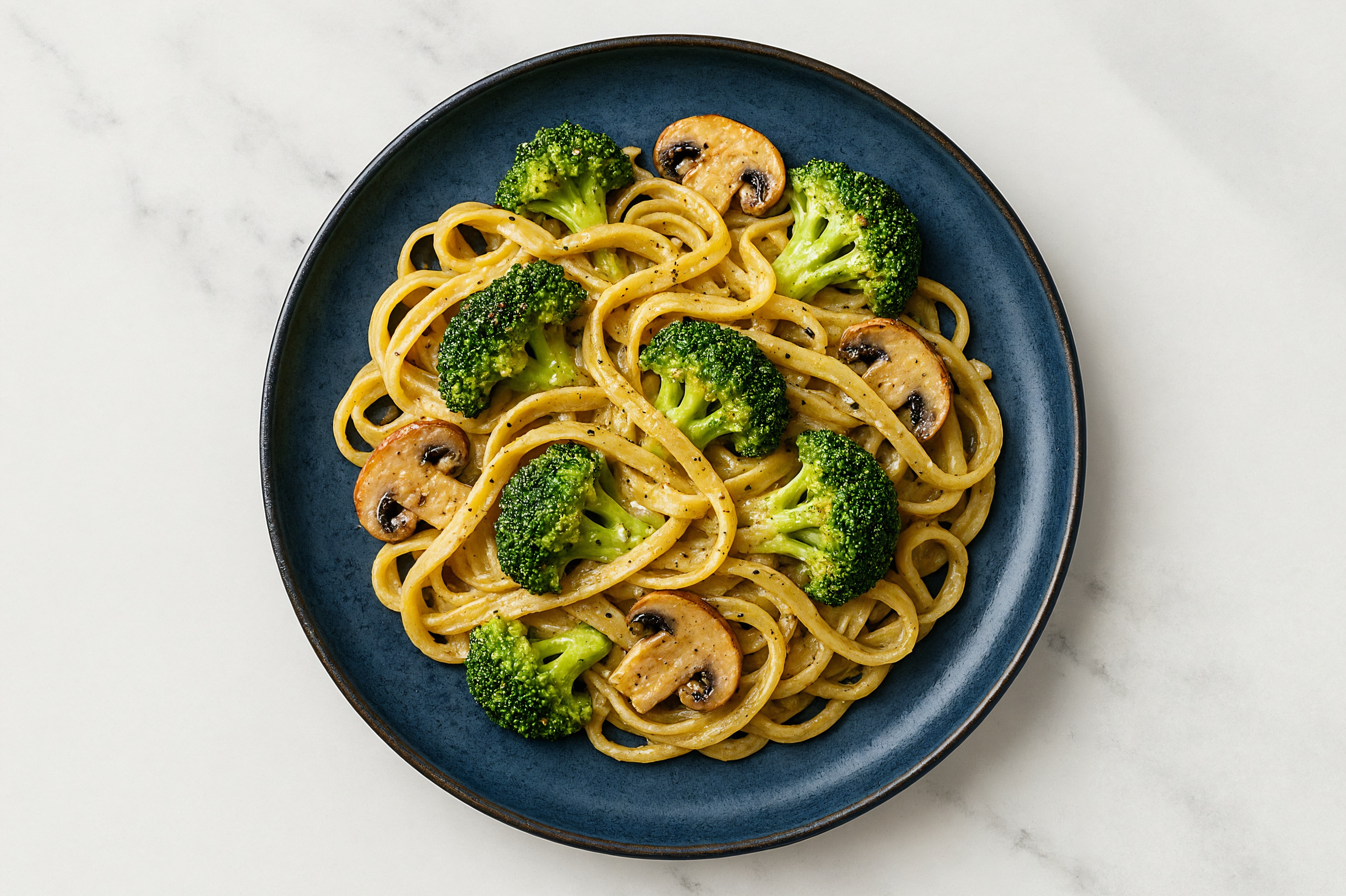 Broccoli + Mushroom Linguine Herb Cream