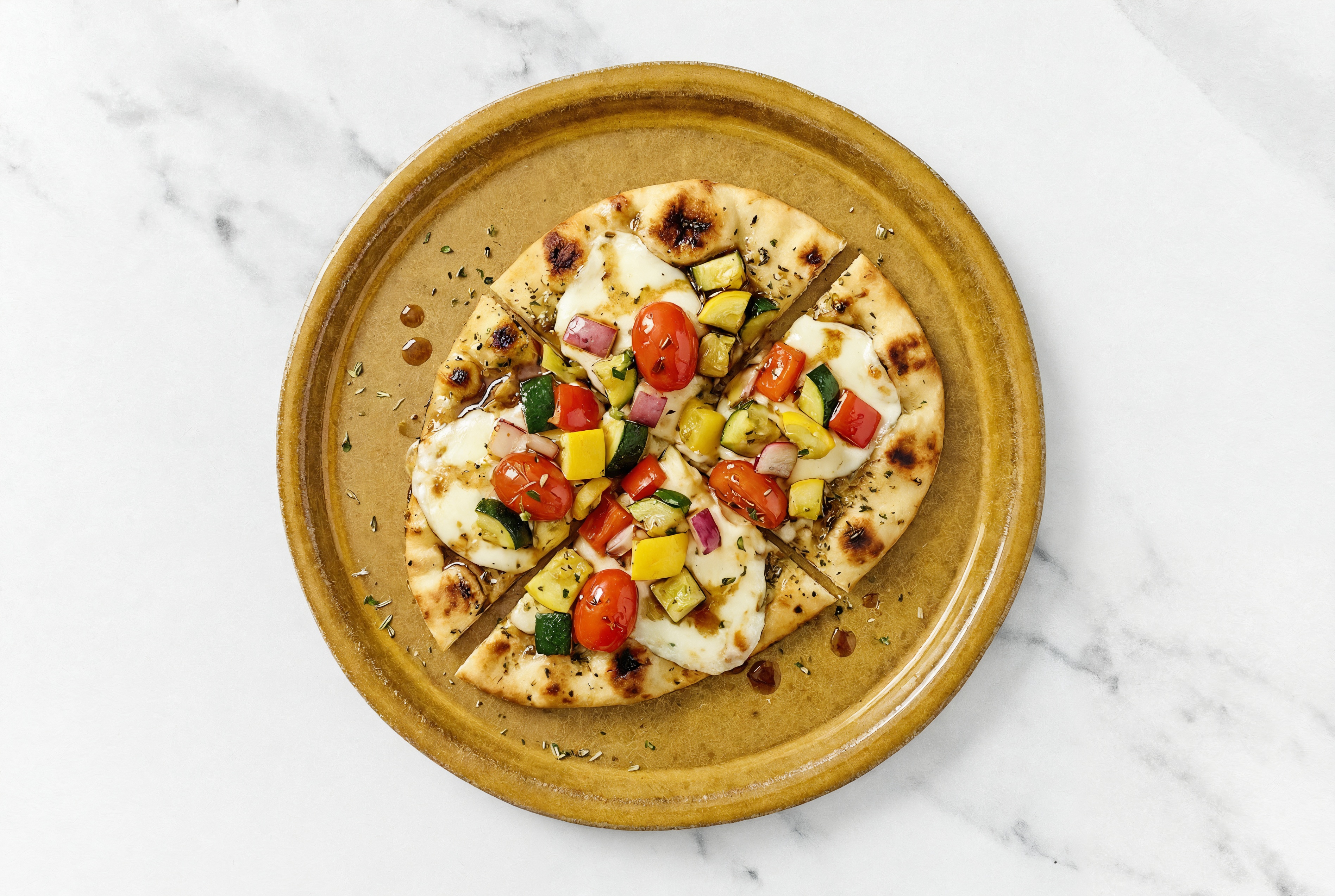 Toast To Italy Veggie Flatbread with Mozzarella Ball