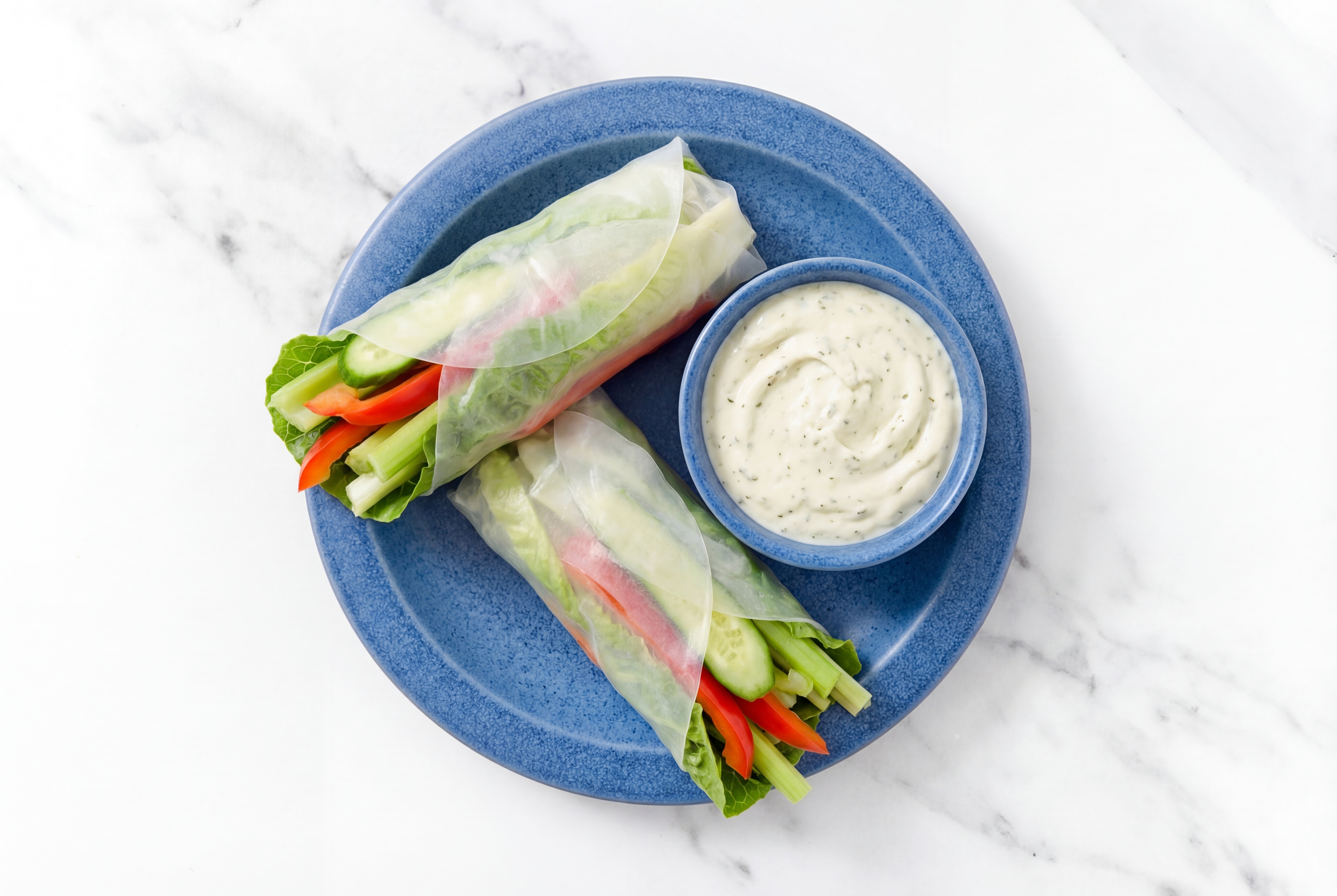 Herby Tzatziki Veggie Summer Rolls with Red Bell Pepper