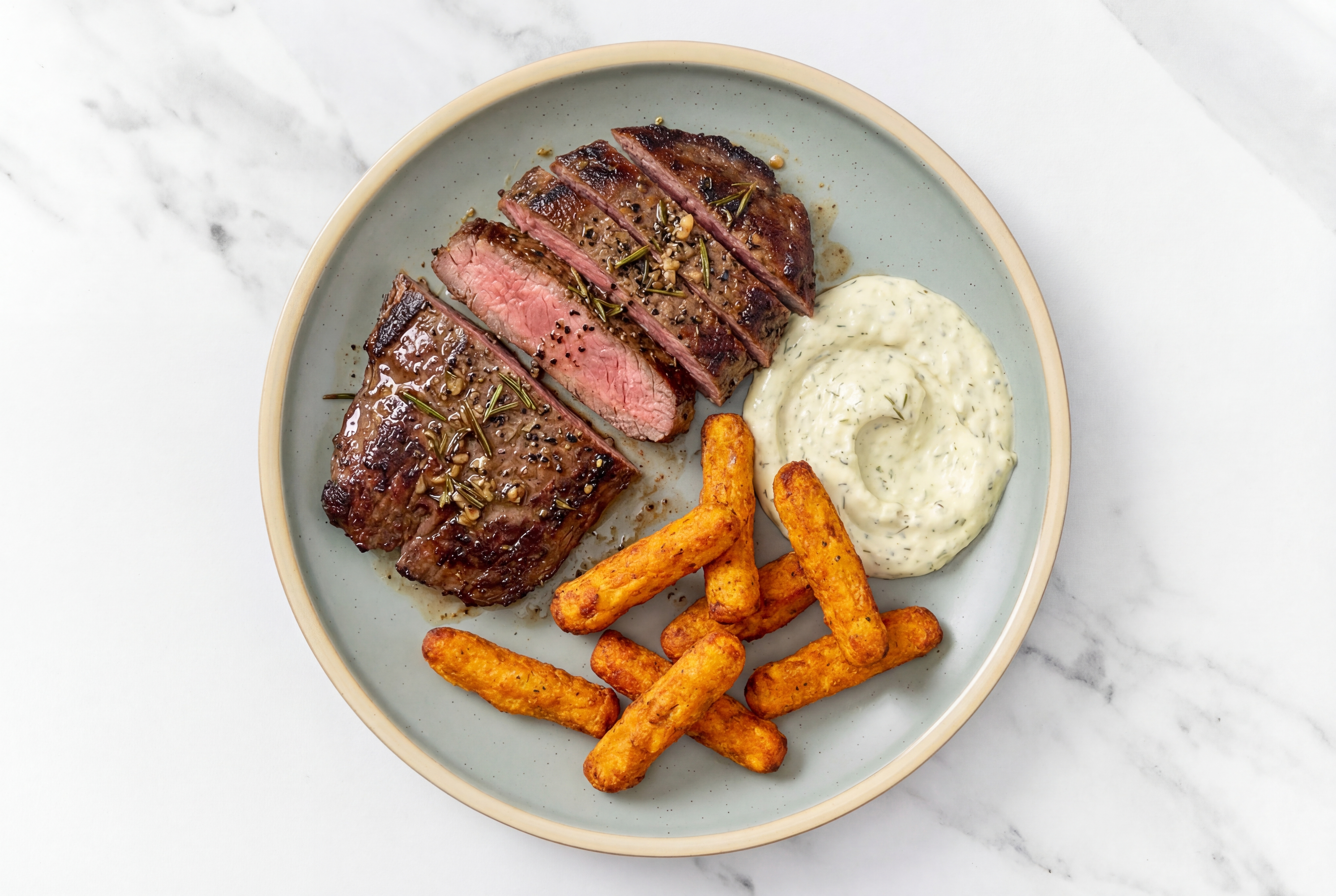 Dill Steak + Sweet Potato Fries