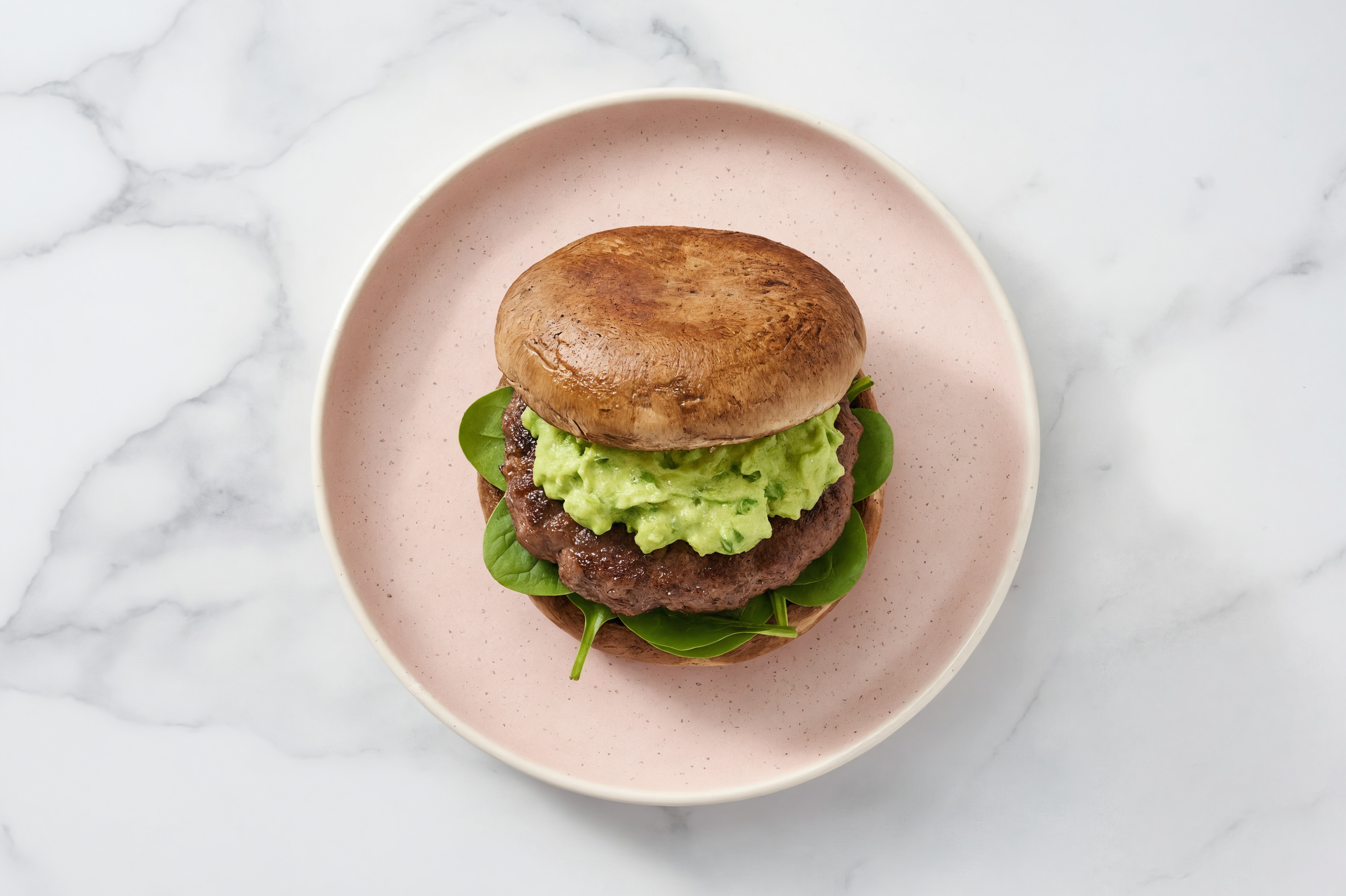 Herby Guacamole Burger on Mushroom Bun with Wagyu Beef Patties
