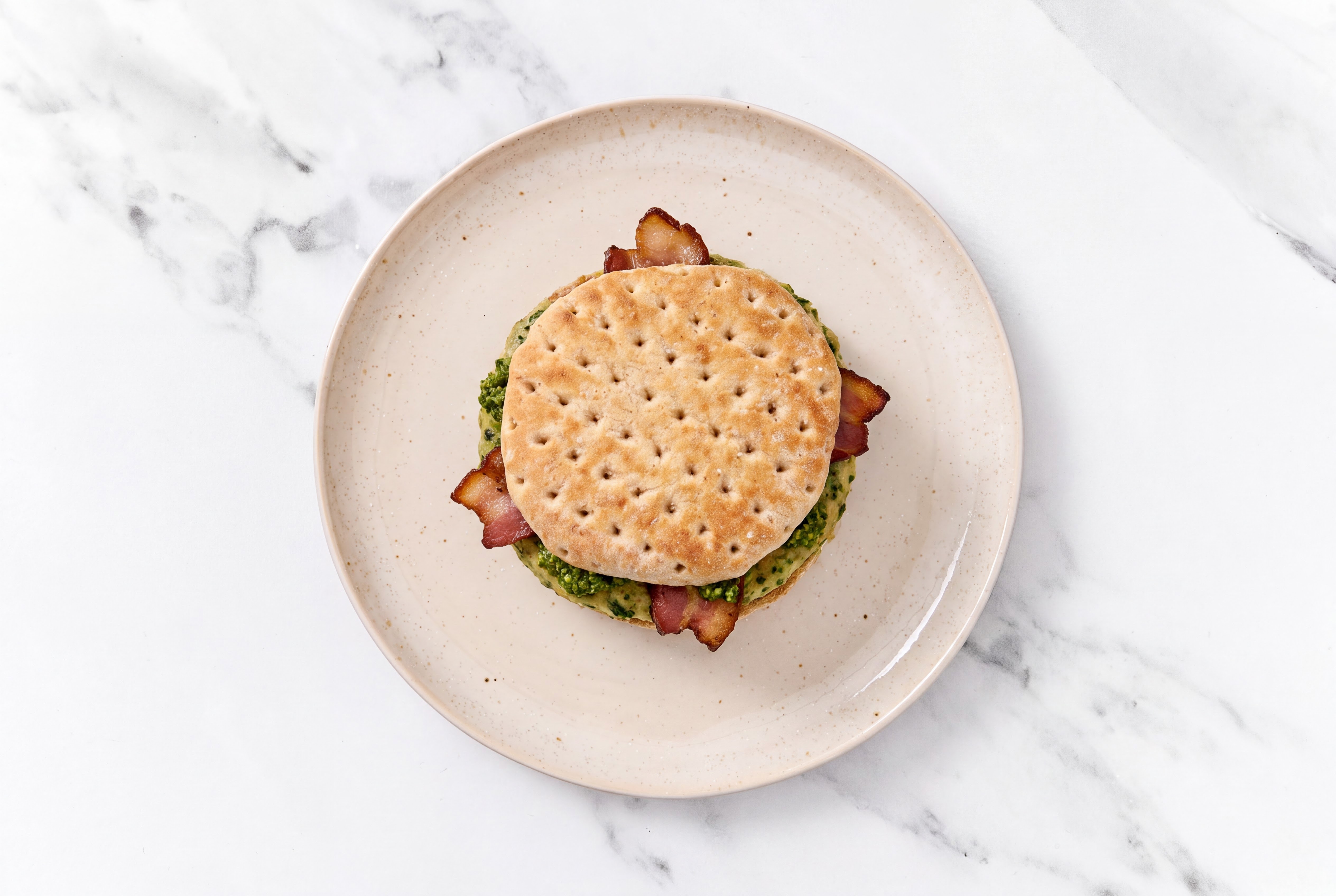 Garlic Turkey Burger on Multigrain with Spinach Pesto & Applewood Smoked Pork Bacon