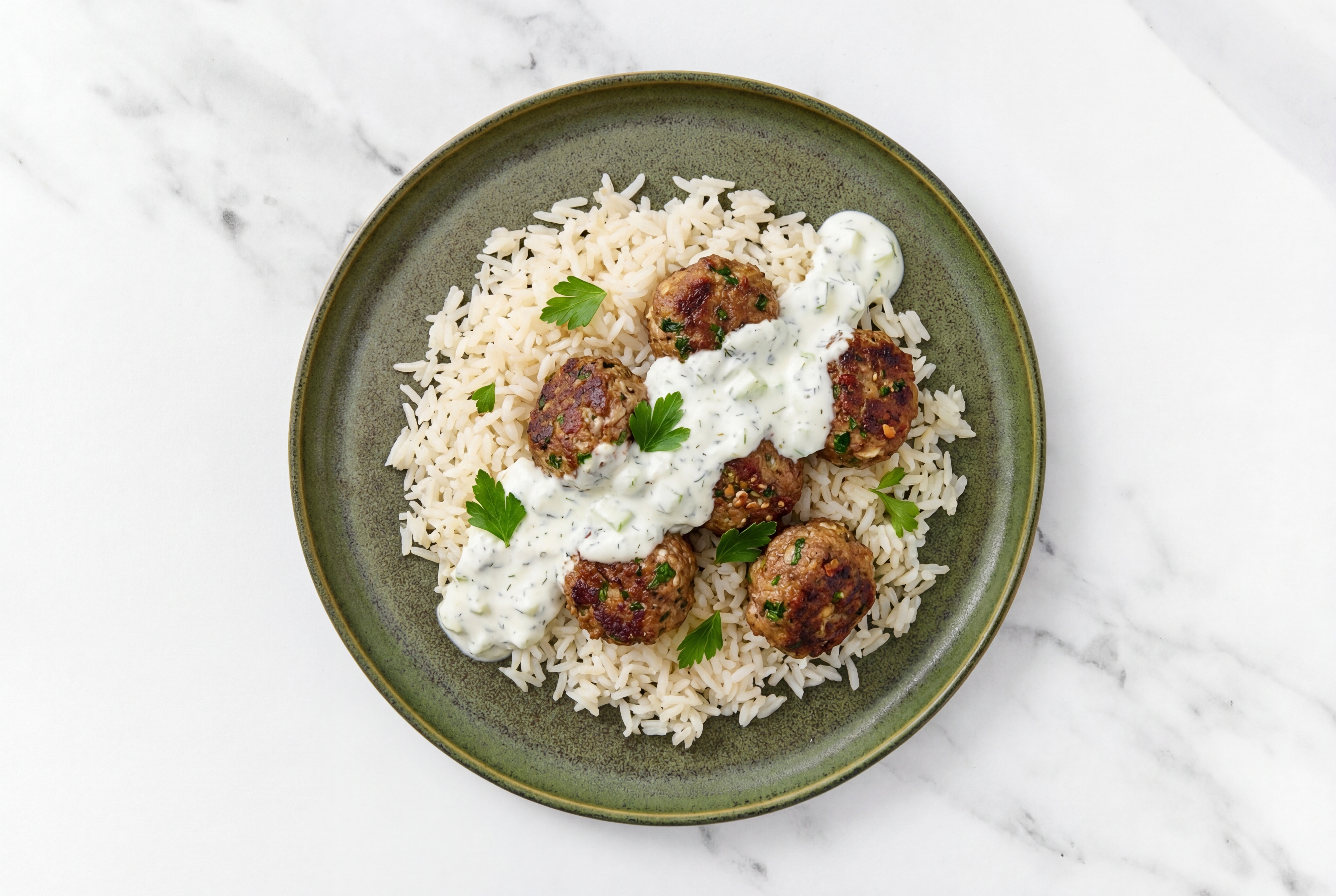 Kofta Italian-Style Ground Beef Meatballs + Rice